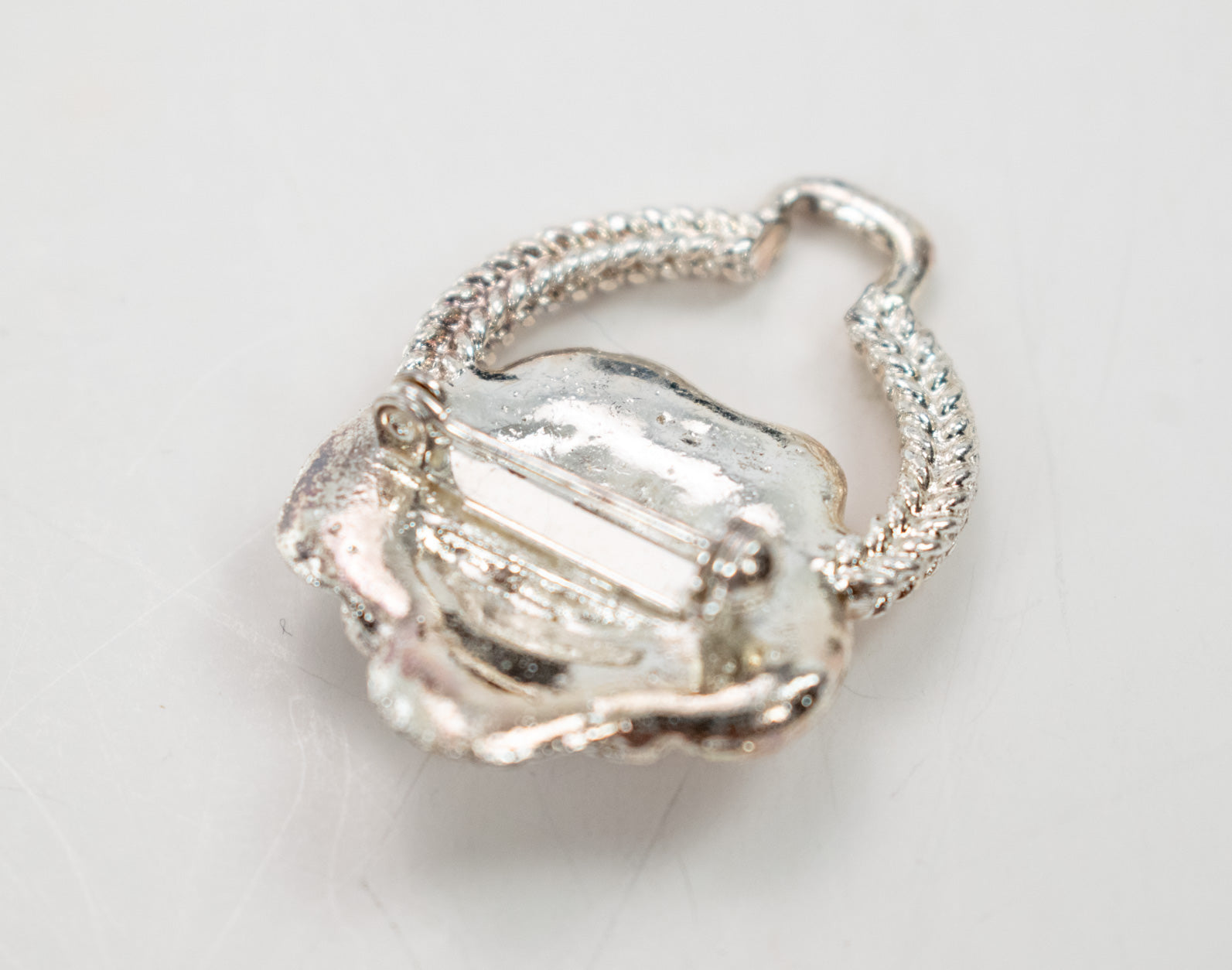 Silver Rose Pendant Brooch Pin Used Pin 1 and half inch