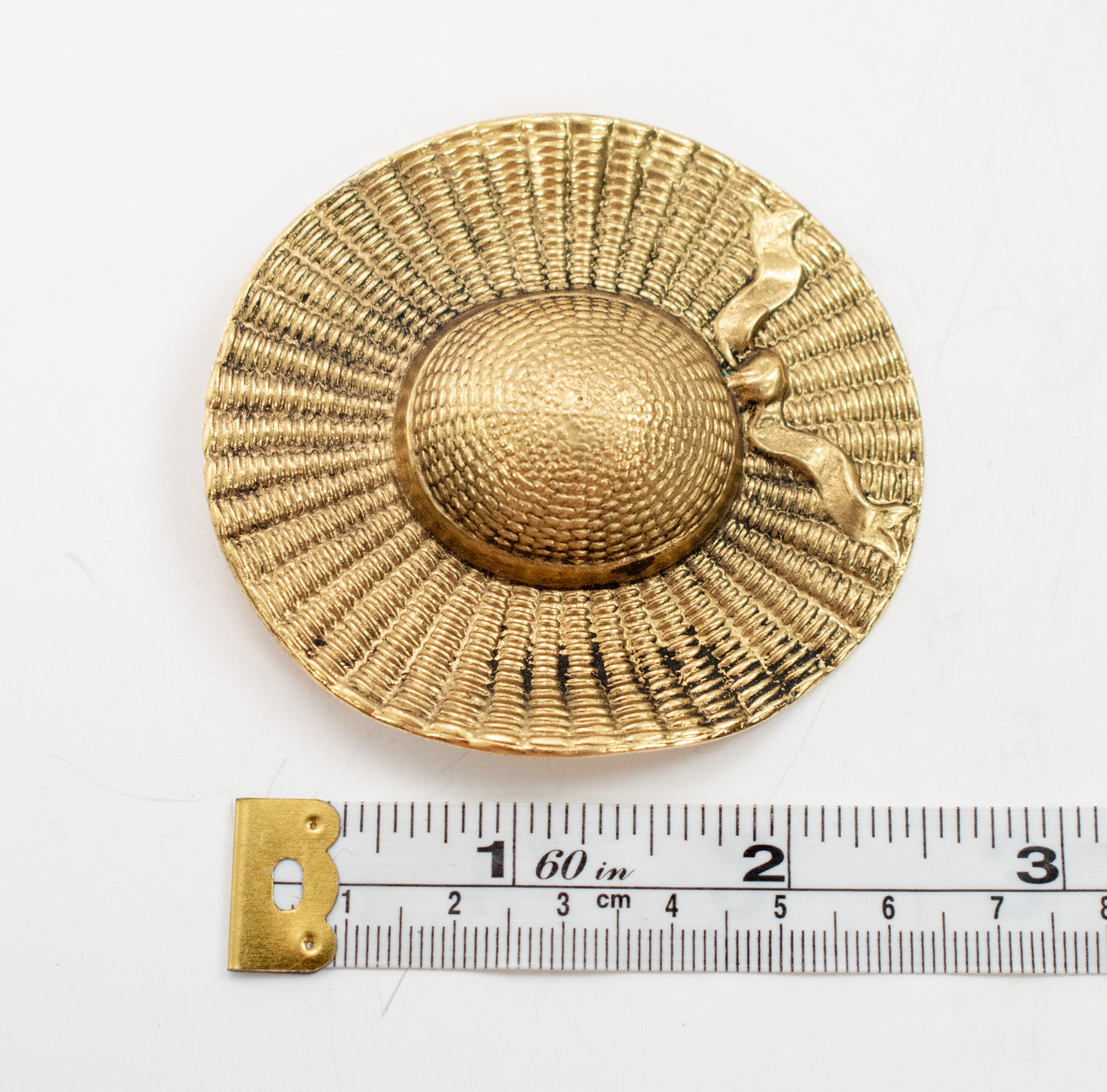Brooch Pin 3inch Pin 2 1/2 Inch Golden Hat Used Collectible Pin Vintage