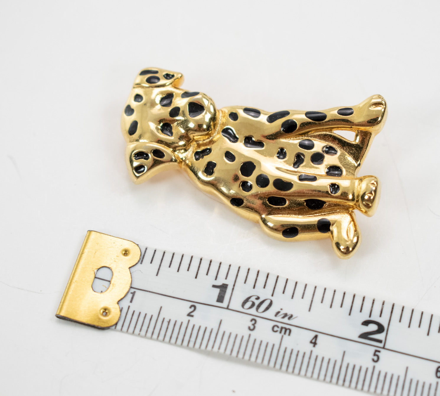 Brooch Pin 2x1 AK Branded Used Dalmatian Dog gold pin Vintage AK Anne Klein
