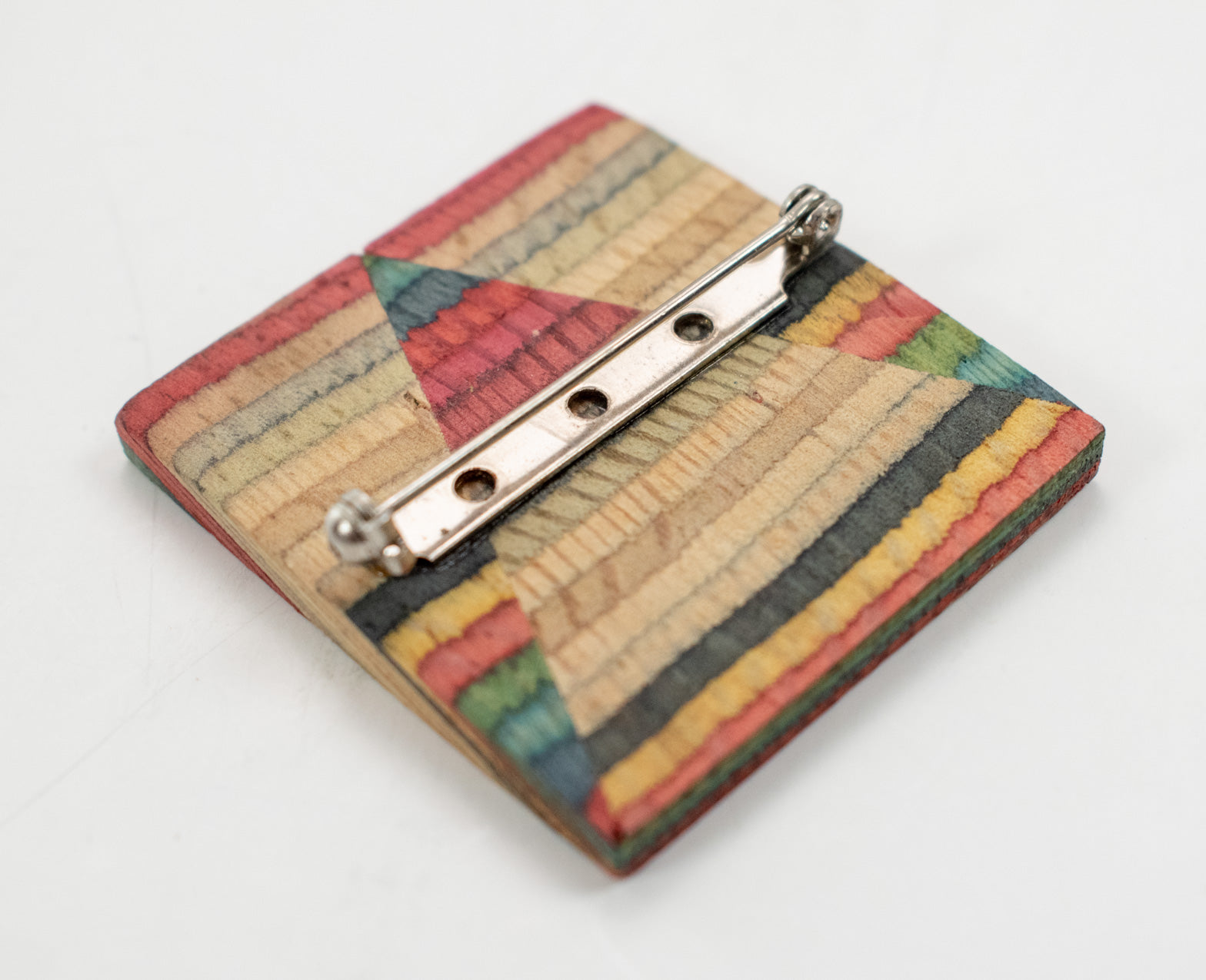 Brooch Pin Collectible Vintage Pin Used Wooden hand made Stained Wood