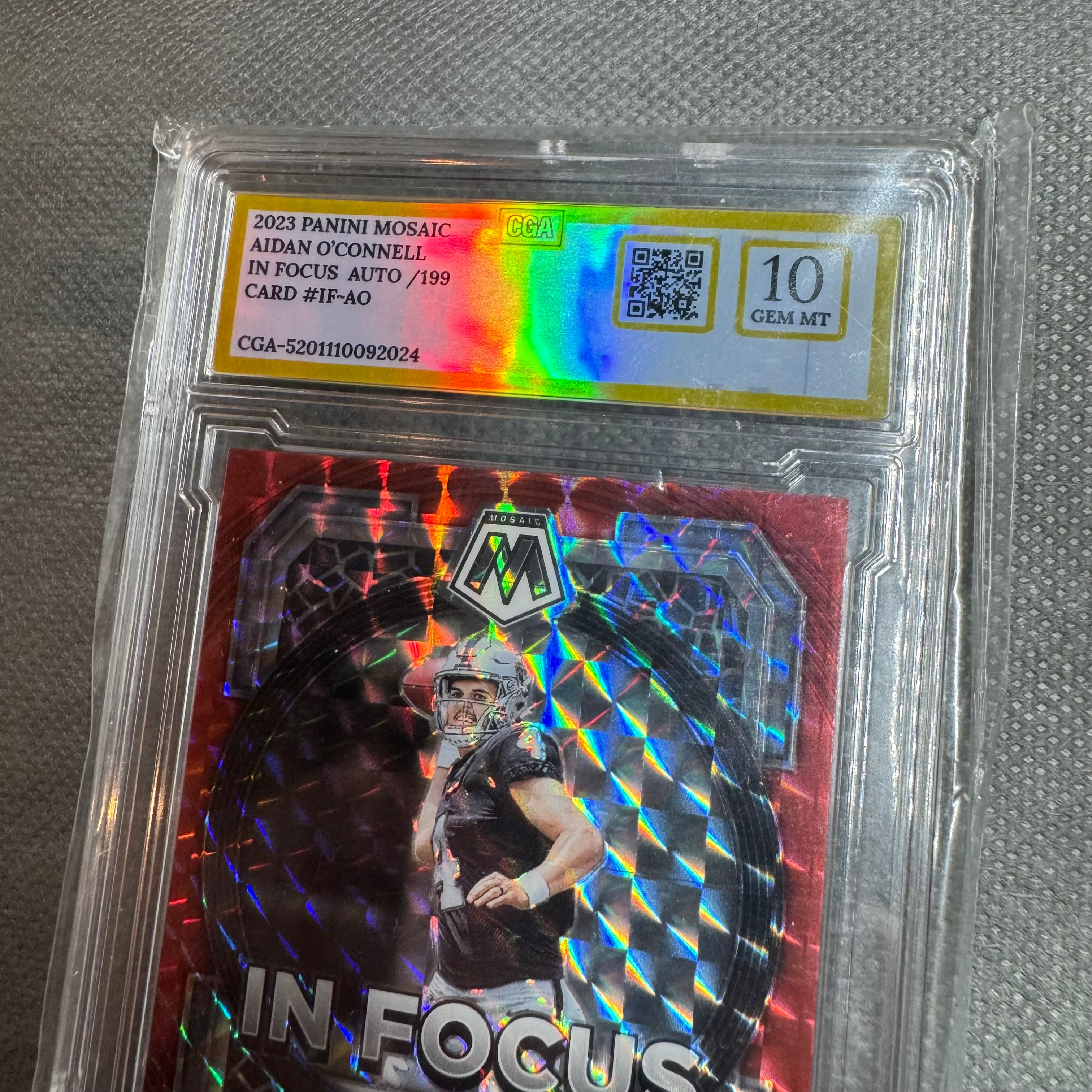 2023 panini mosaic aidan o'connell auto /199 gem mint 10