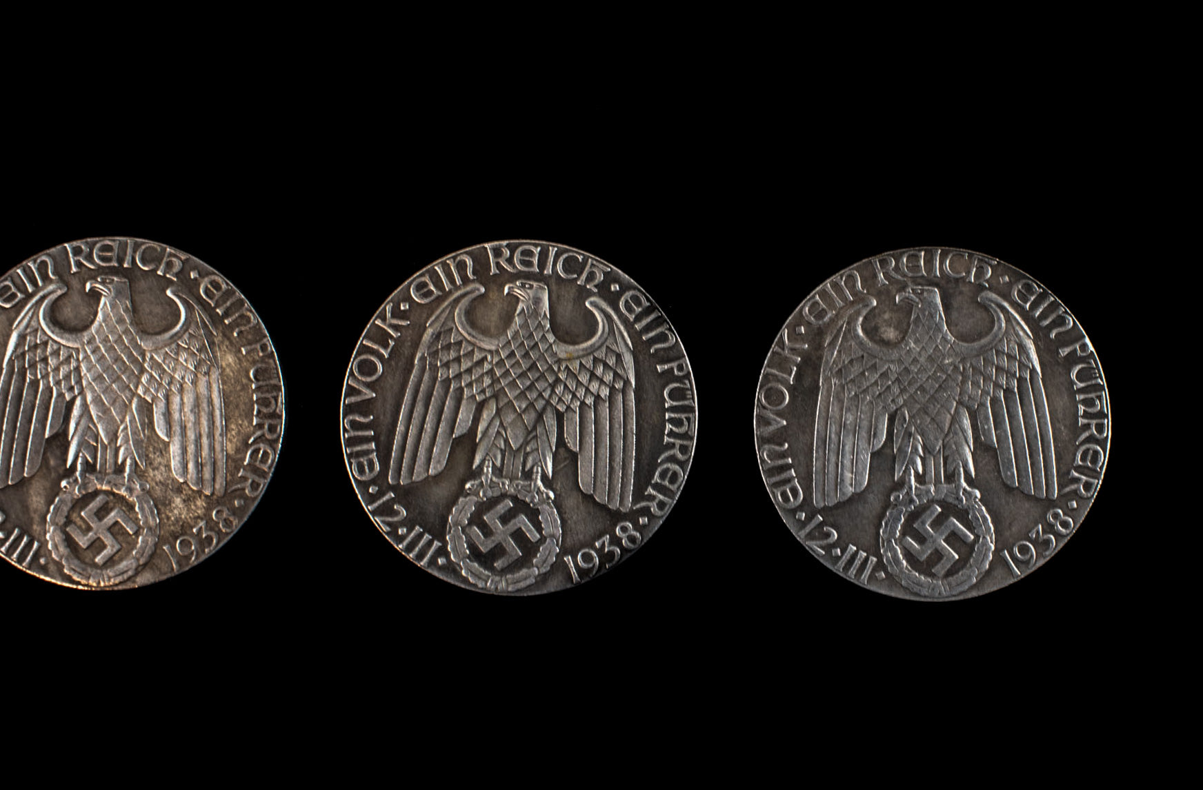 GERMAN WAR EAGLE WWII COMMEMORATIVE COIN LARGE 1938 Set of 4