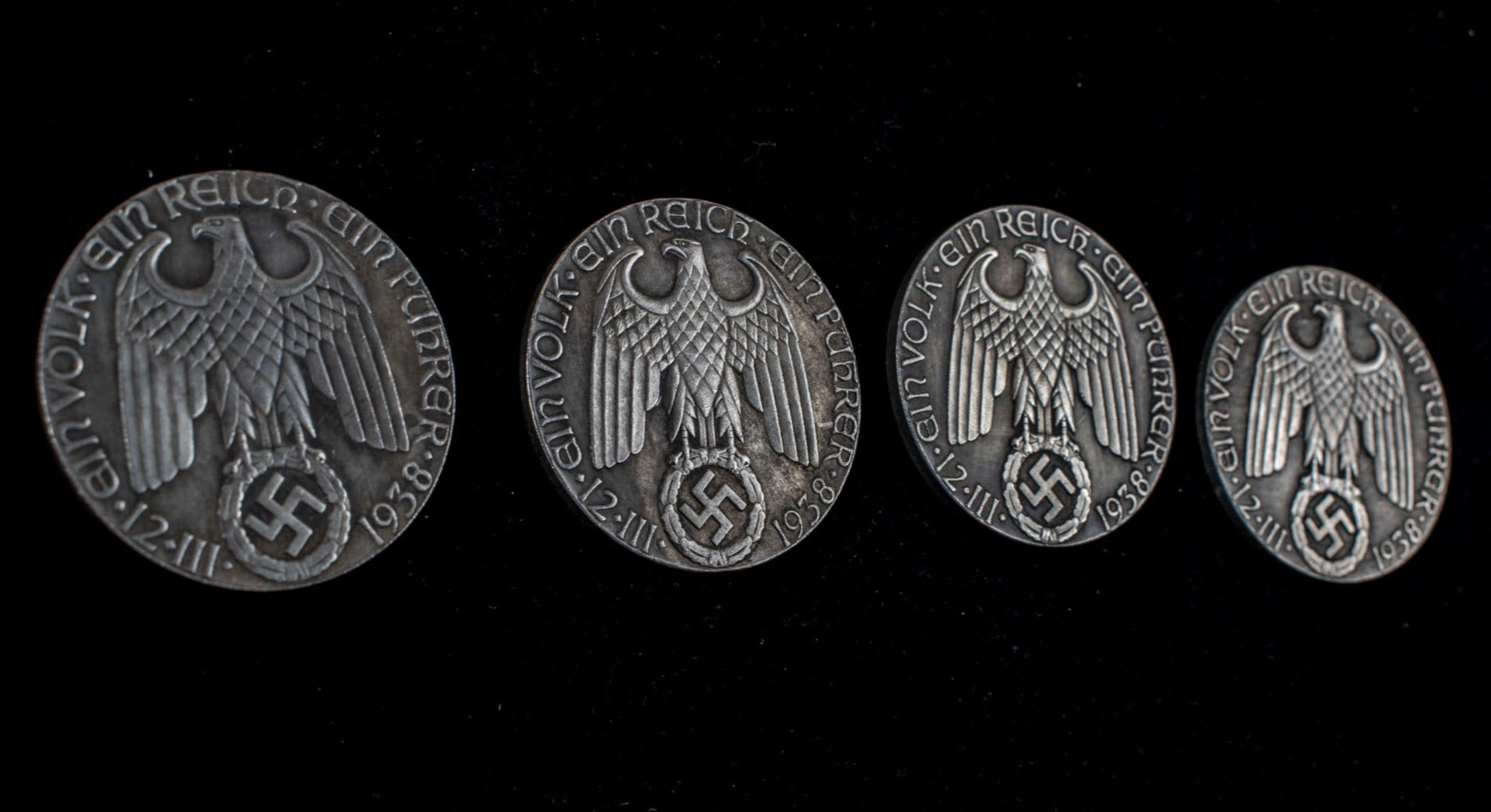 GERMAN WAR EAGLE WWII COMMEMORATIVE COIN LARGE 1938 Set of 4