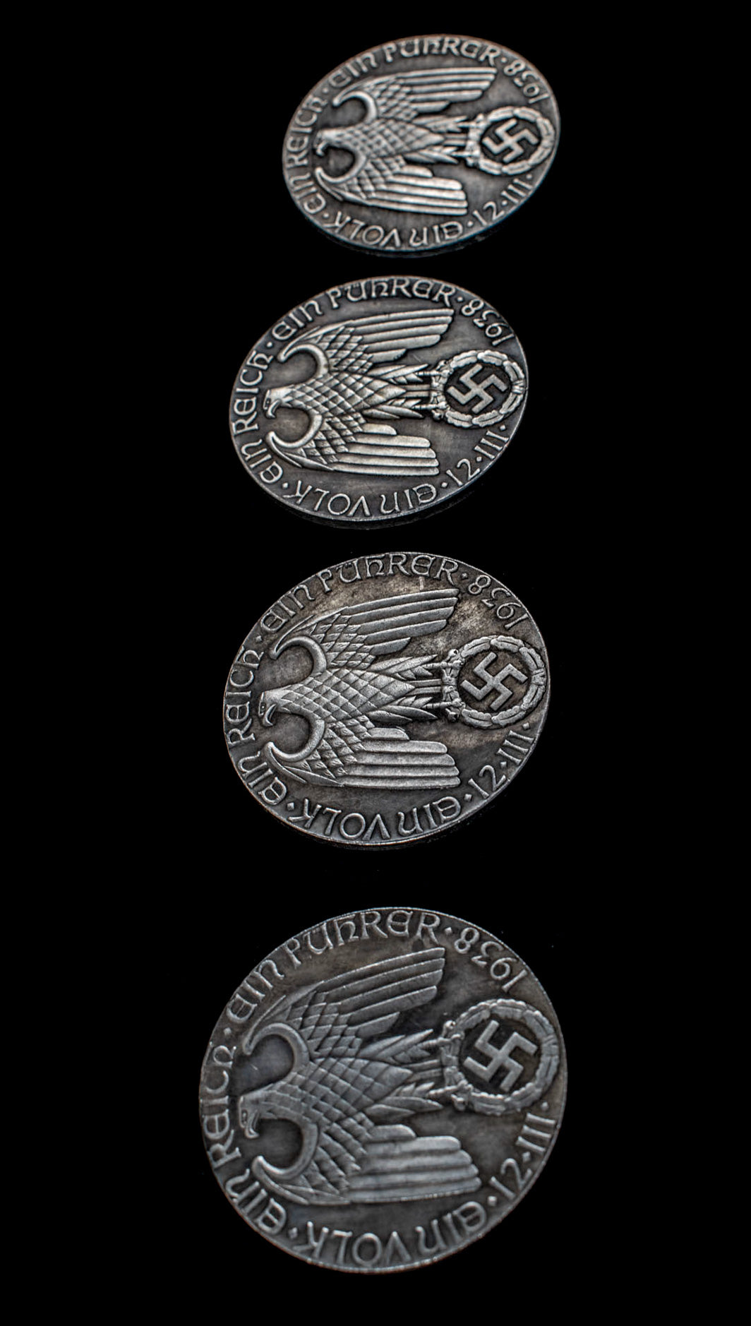 GERMAN WAR EAGLE WWII COMMEMORATIVE COIN LARGE 1938 Set of 4