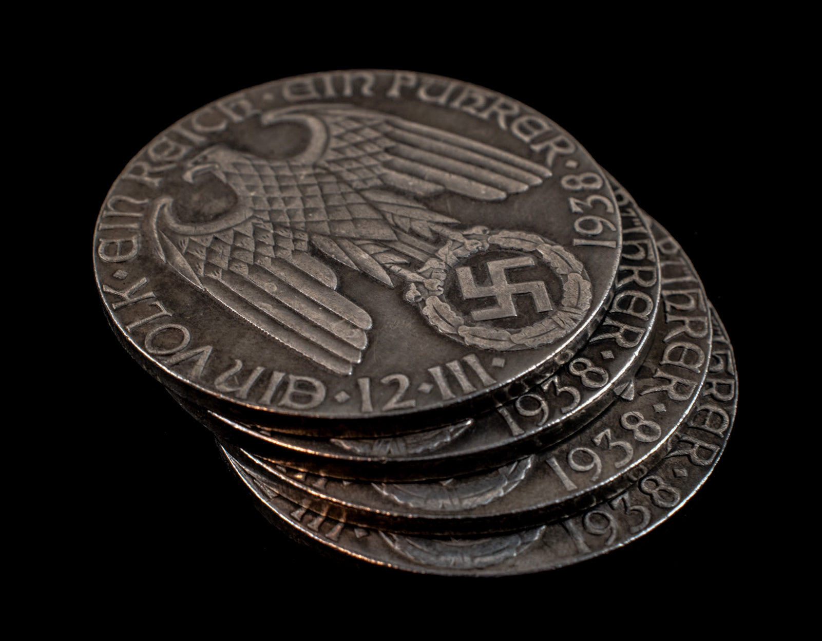 GERMAN WAR EAGLE WWII COMMEMORATIVE COIN LARGE 1938 Set of 4
