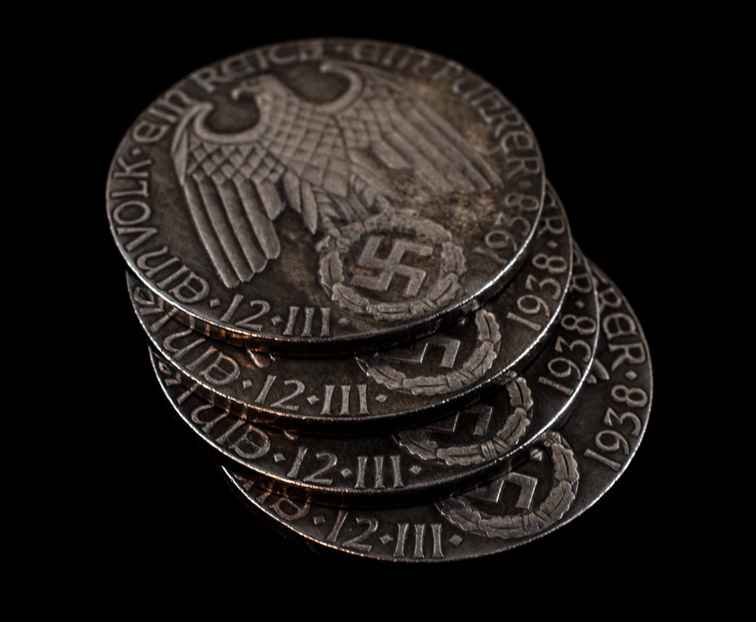 GERMAN WAR EAGLE WWII COMMEMORATIVE COIN LARGE 1938 Set of 4