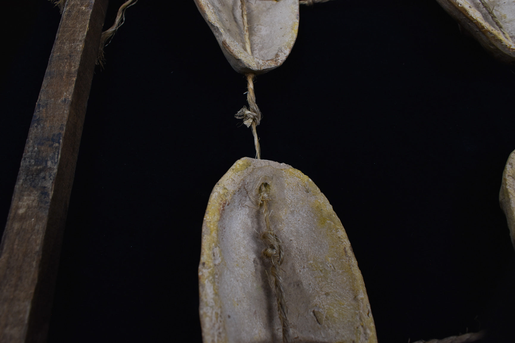 Clay Face Native Wood Rope Display Vintage Hand Made Tiki Native Handmade Decorative Piece