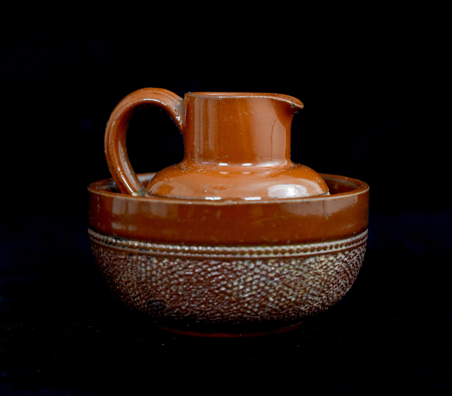 Jug and Bowl Brown Glazed Stoneware