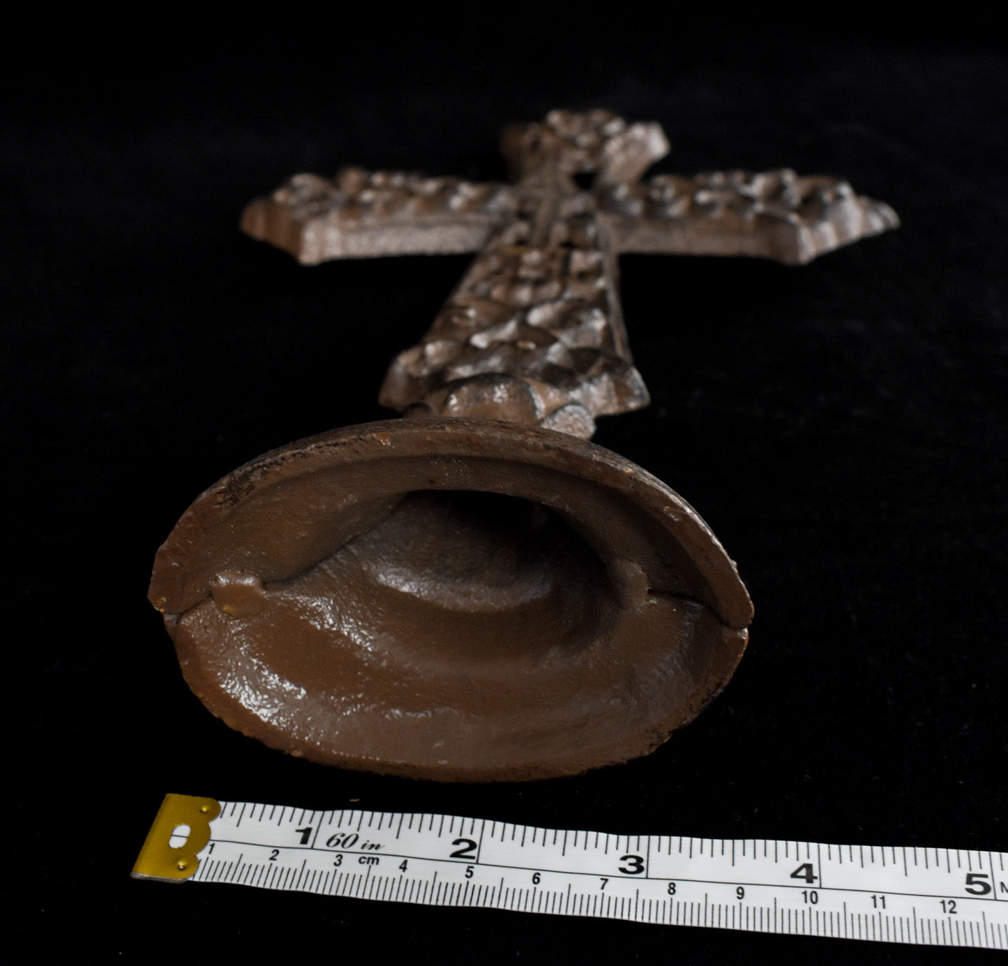 Cast Iron Cross Vintage Used Faith Rustic Brown 12inch Tall Standing