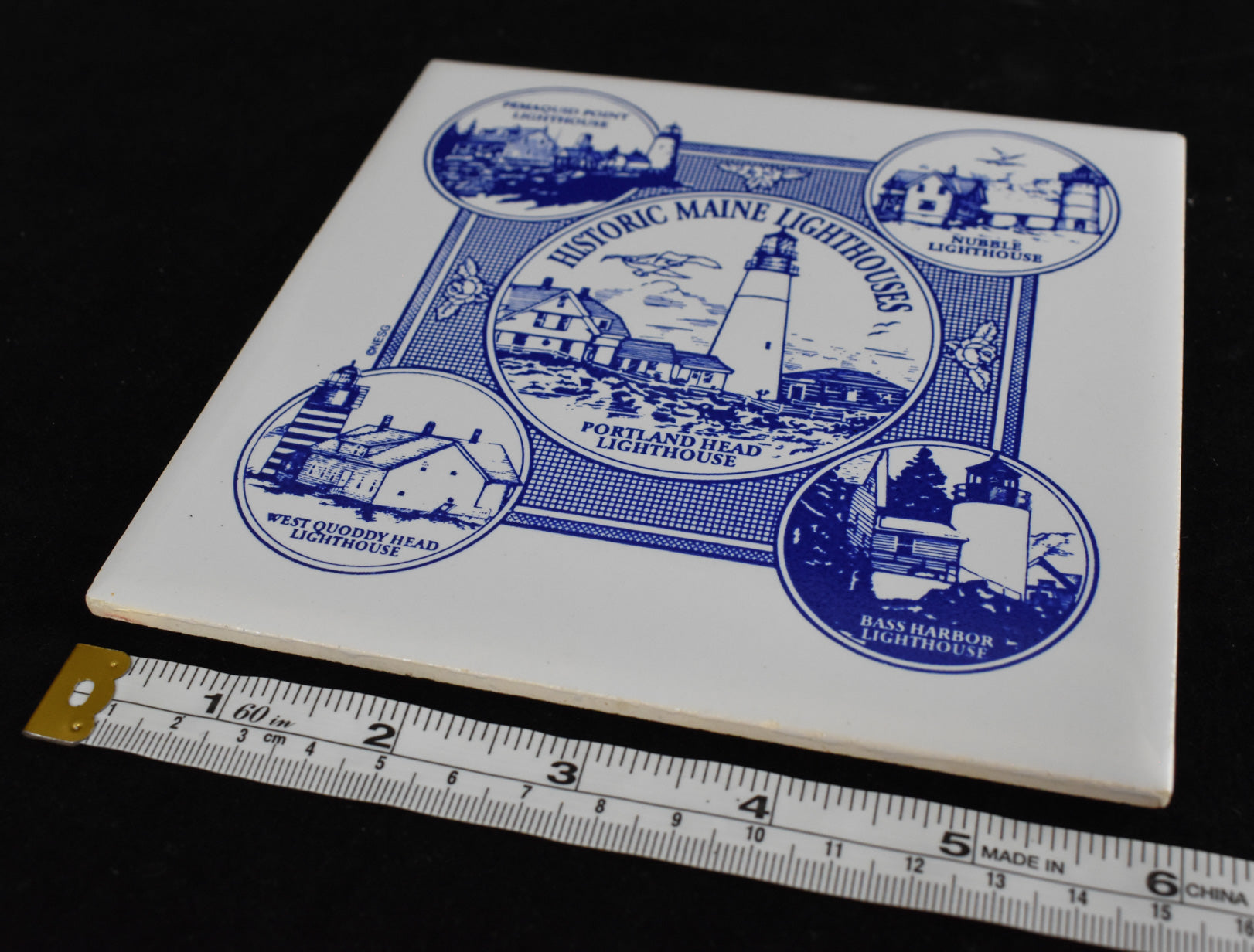 Historic Main Light Houses Portland Head Lighthouse Ceramic Square Used