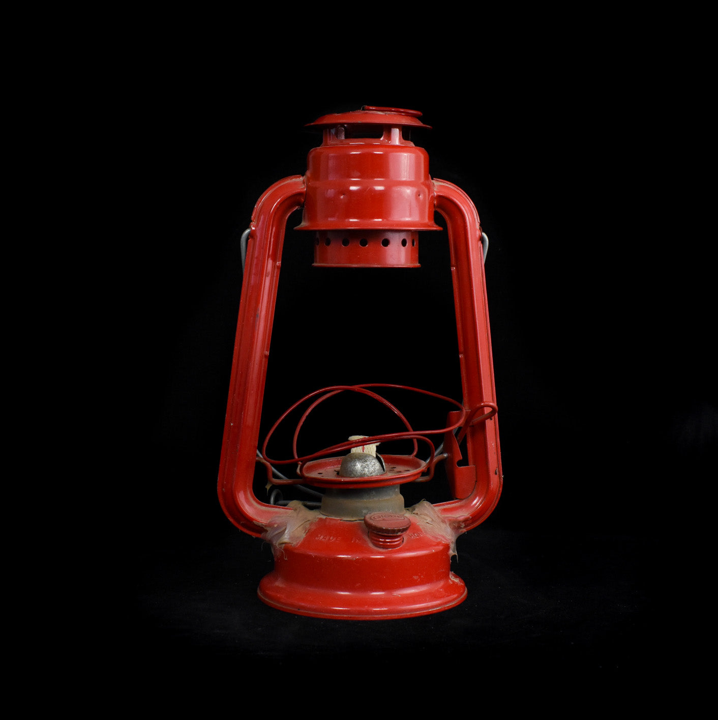 Red Lantern Vintage No Glass Used Damaged