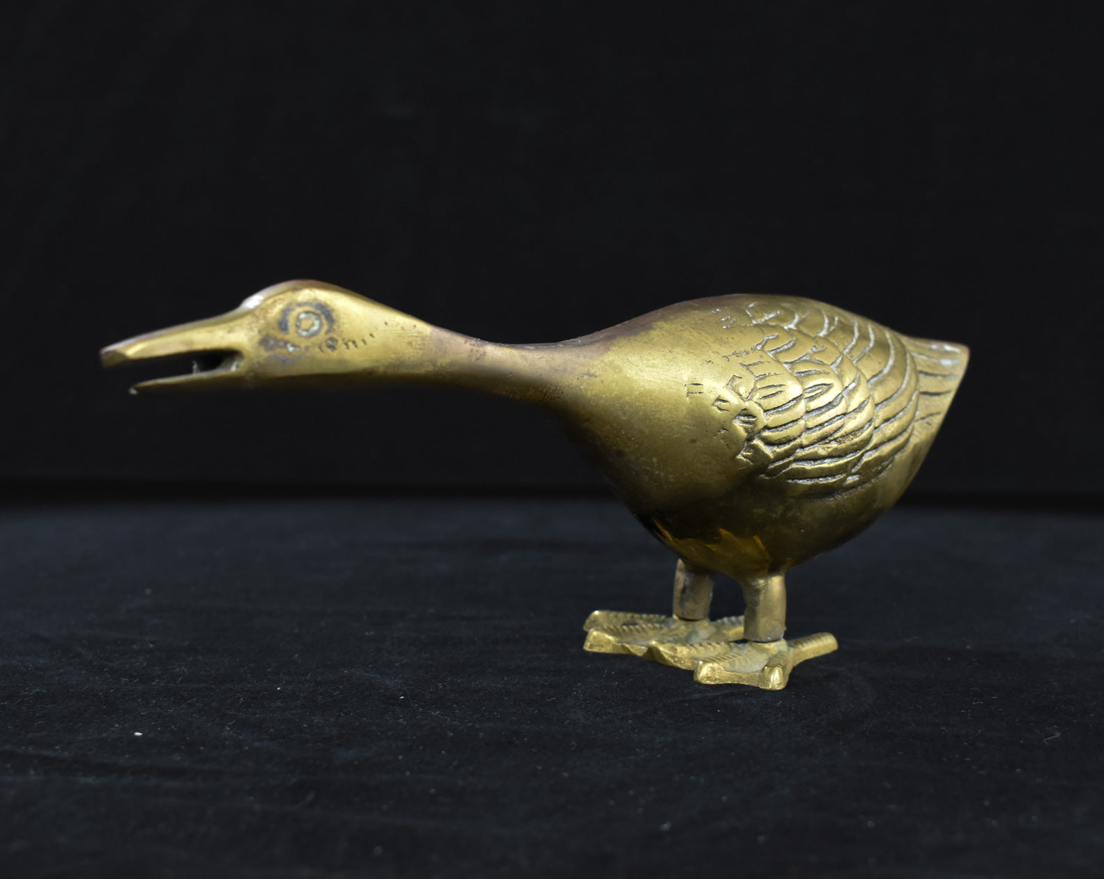 Vintage Brass Long Neck Goose Figurine Card note Holder Mid Century USED