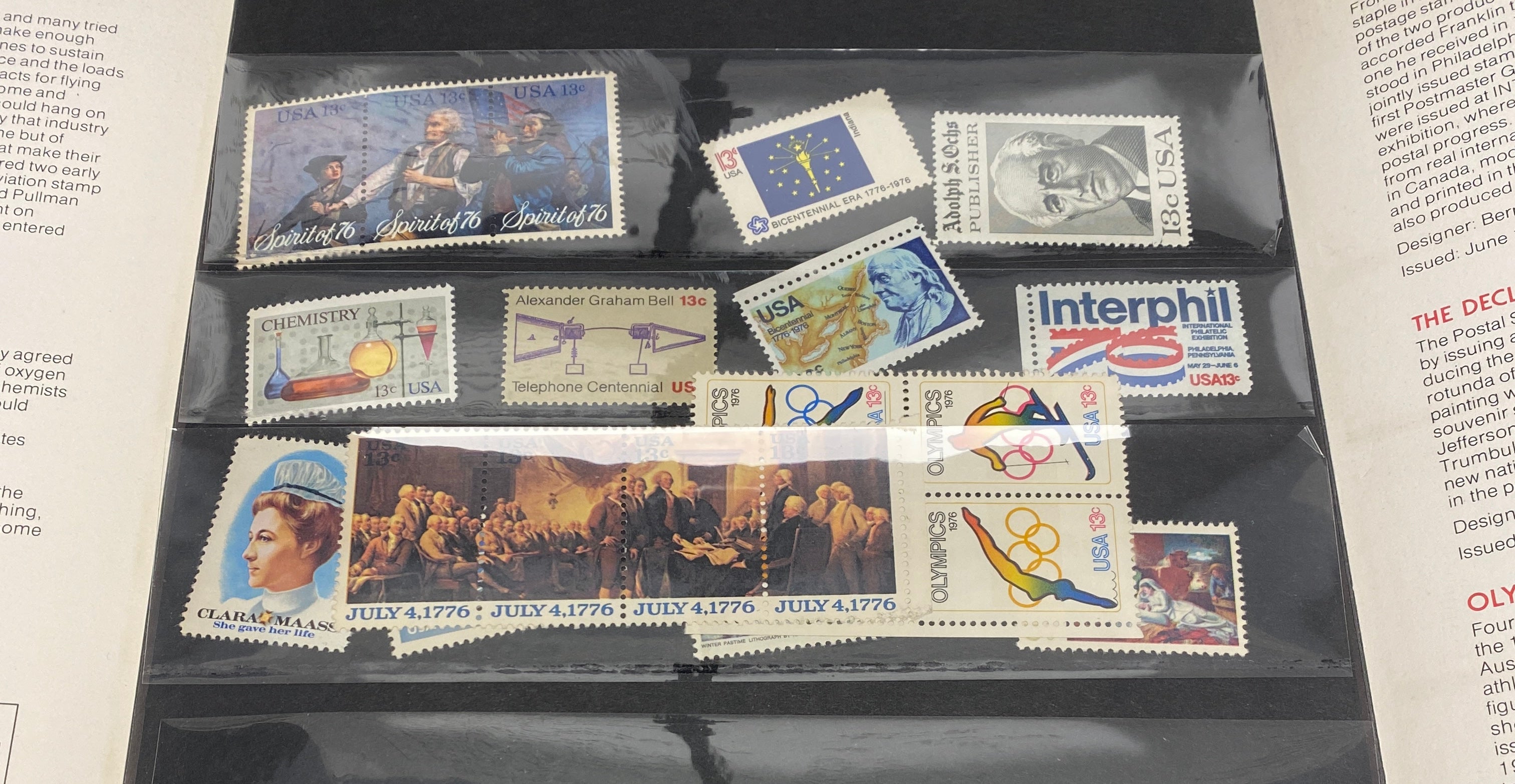 USPS United States Postal Service, Mint Set of Commemorative Stamps, 1976 Item N
