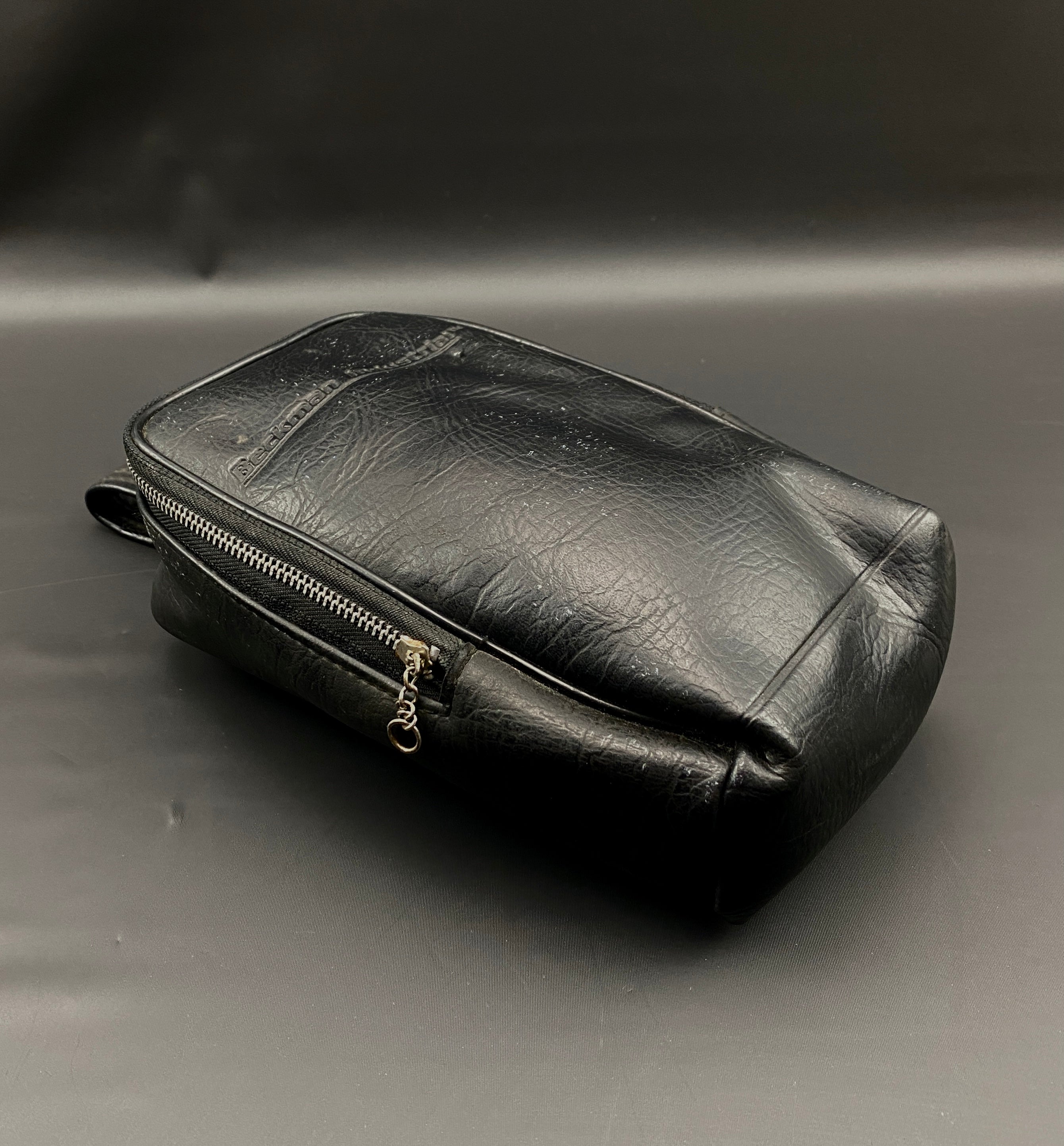 Beckman Industrial Black Leather Protective Vintage Camera Bag Used