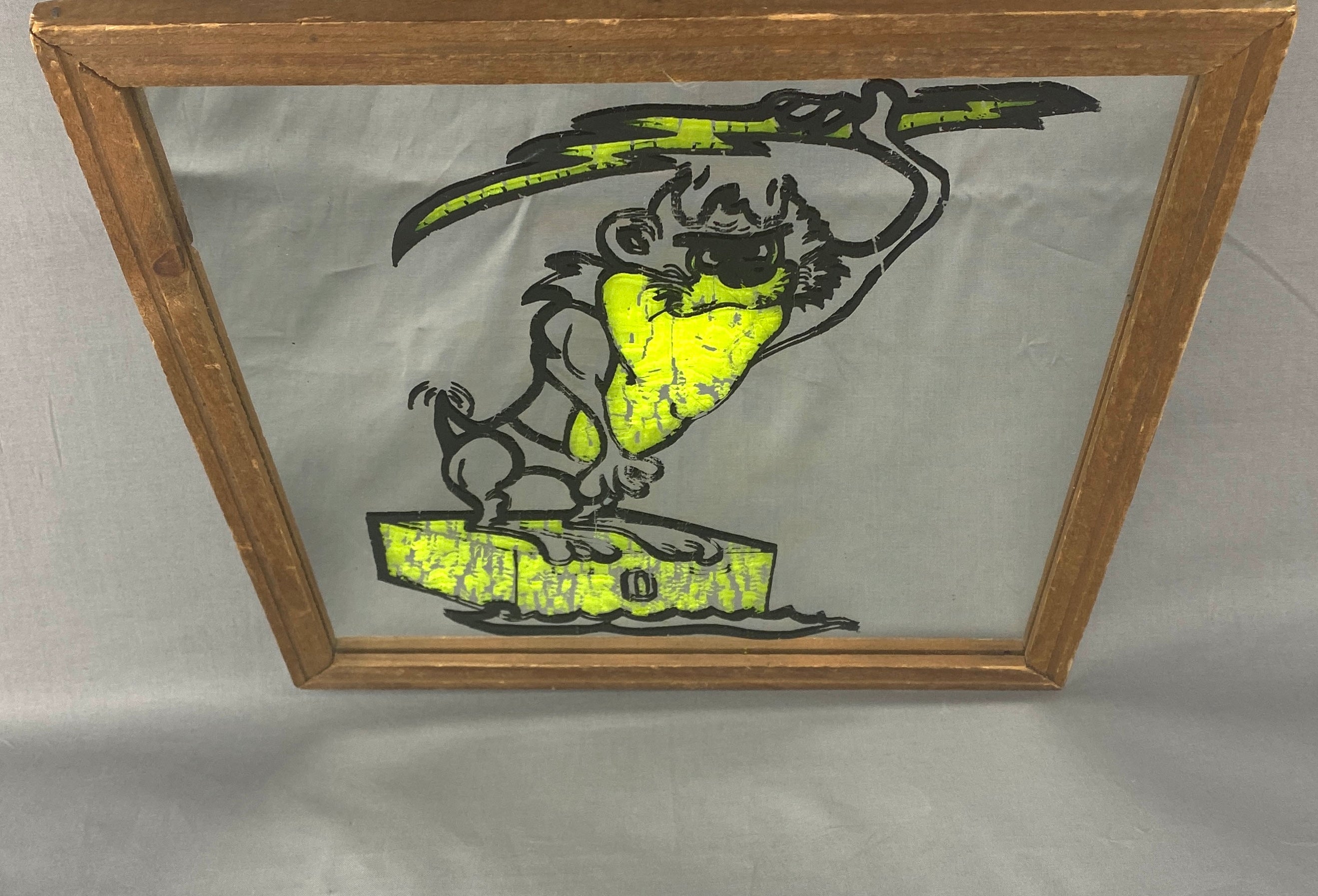 Taz Manian Devil Custom Mirror Art 13x13 Framed Glass Mirror Vintage Used