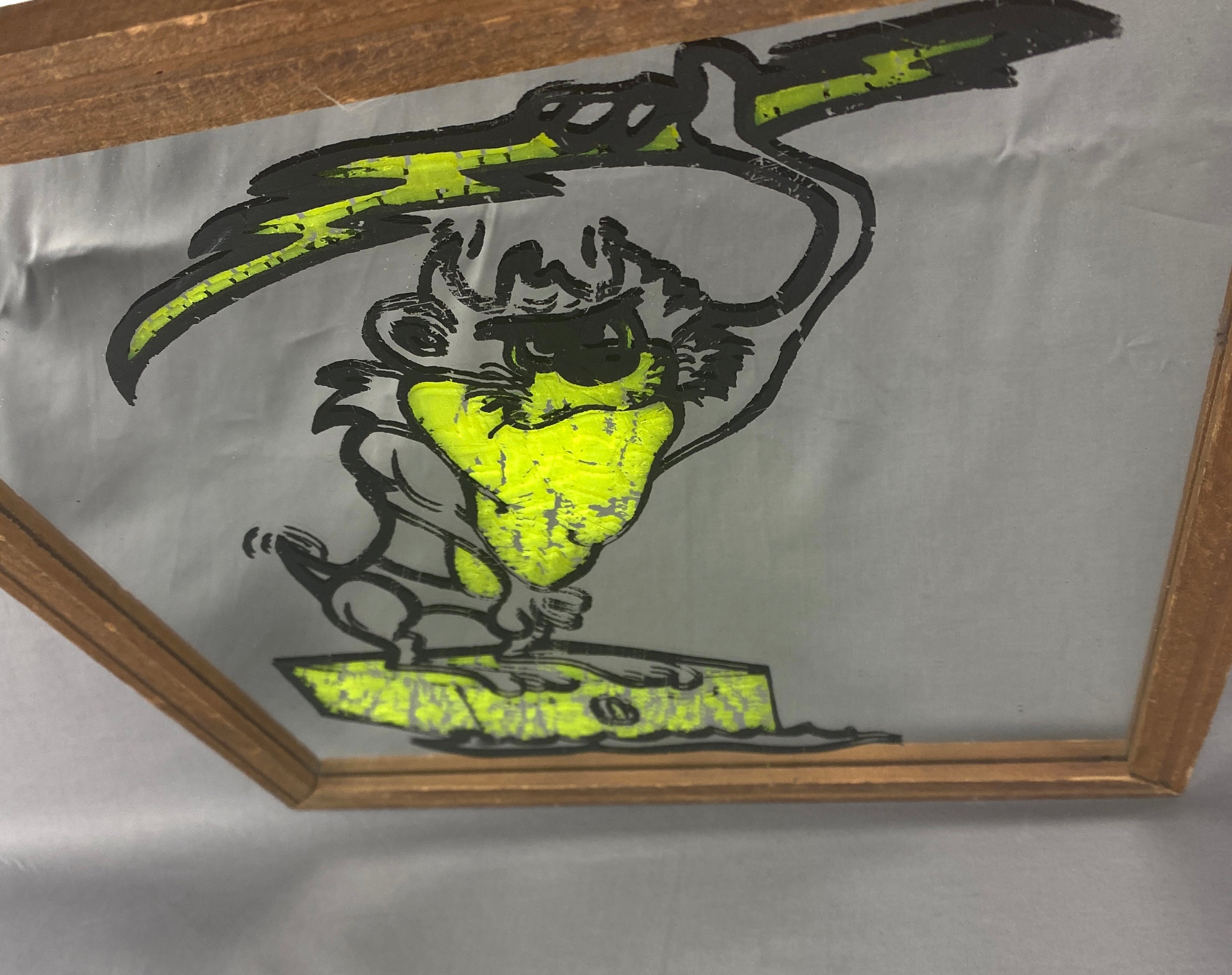 Taz Manian Devil Custom Mirror Art 13x13 Framed Glass Mirror Vintage Used