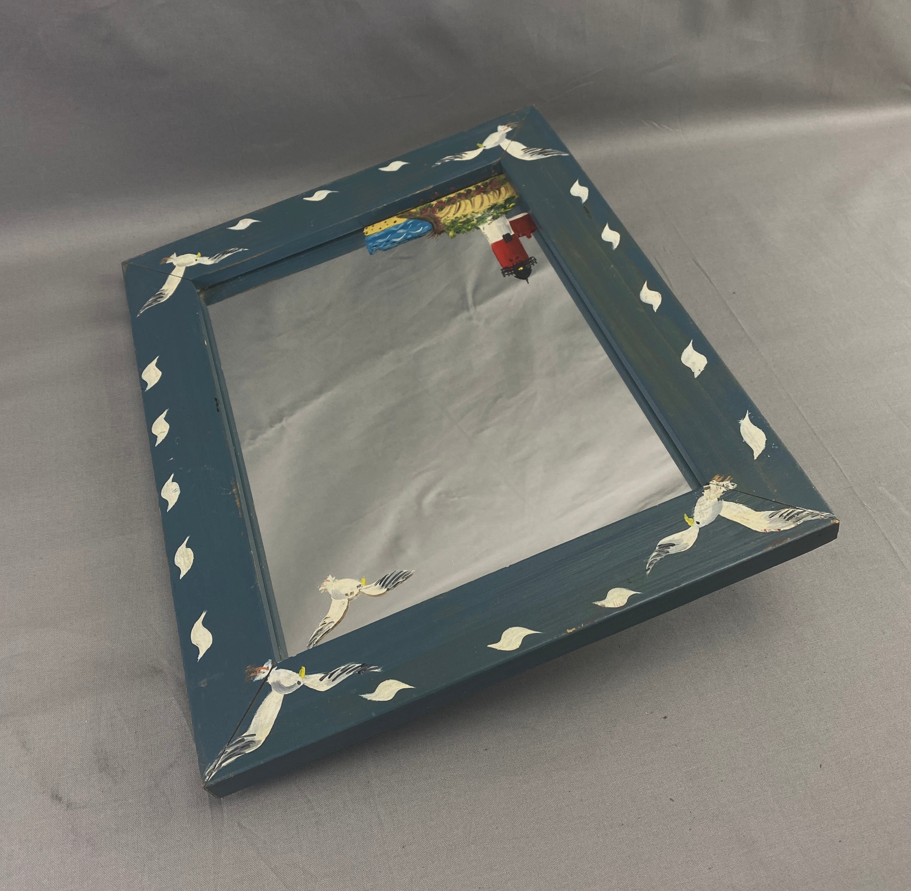 Lighthouse Mirror Hanging Used Wall Mirror Ocean themed Vintage 7.5 9.5