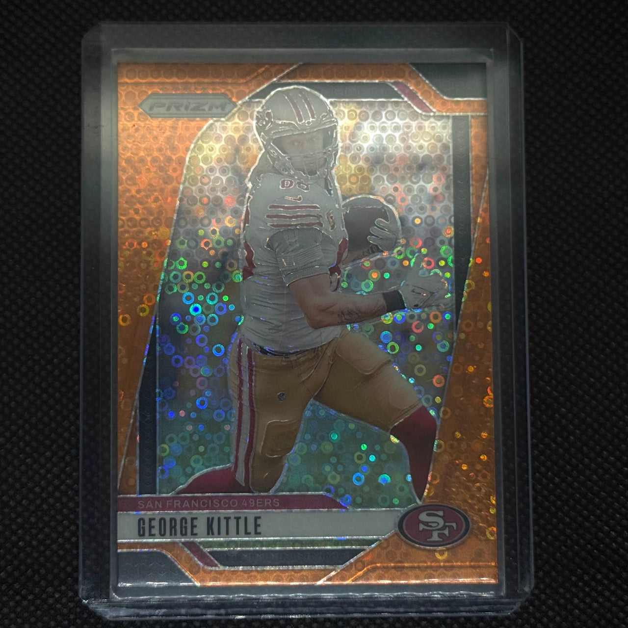 George Kittle 49ers 2024 Panini Prizm Card No.253 Orange Disco