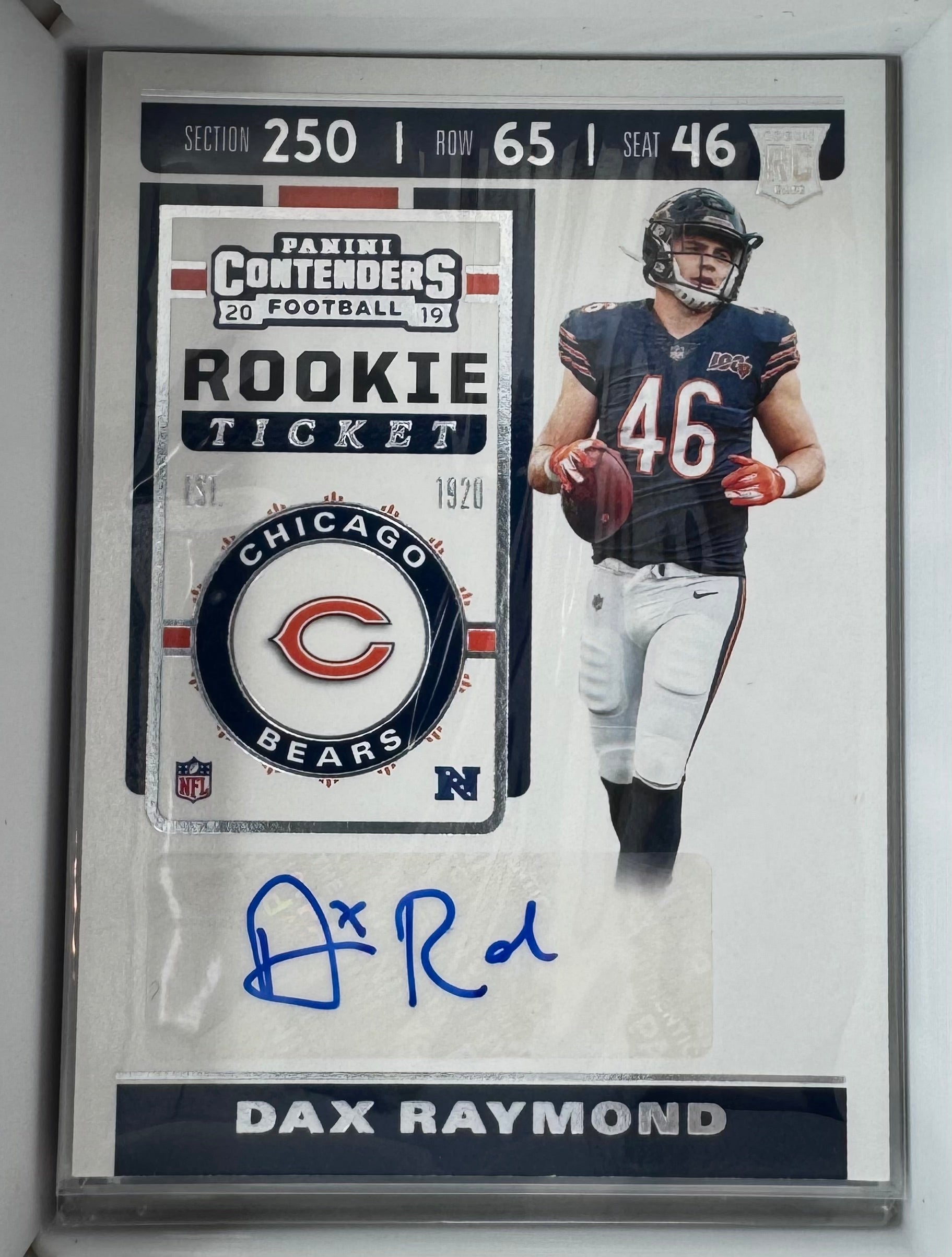 Dax Raymond No.278 Chicago Bears 2019 Panini Contenders Auto Rookie