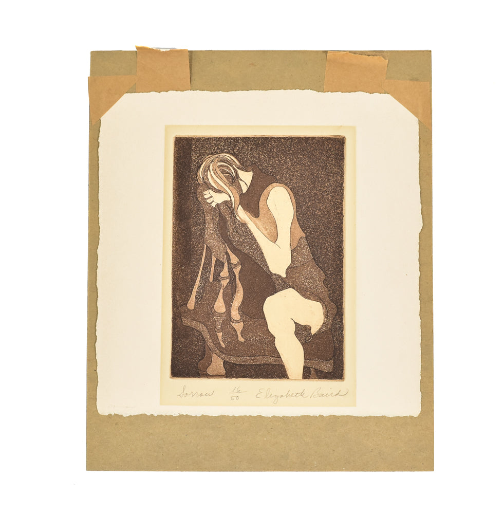 Elizabeth Baird 16/50 Limited Etching Artwork Used 6x8 Signed Titled Sorrow Unframed
