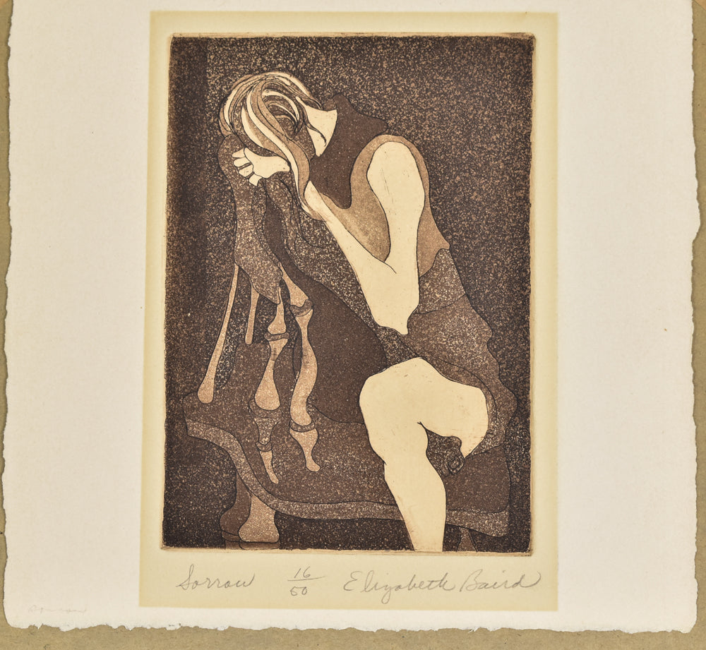 Elizabeth Baird 16/50 Limited Etching Artwork Used 6x8 Signed Titled Sorrow Unframed