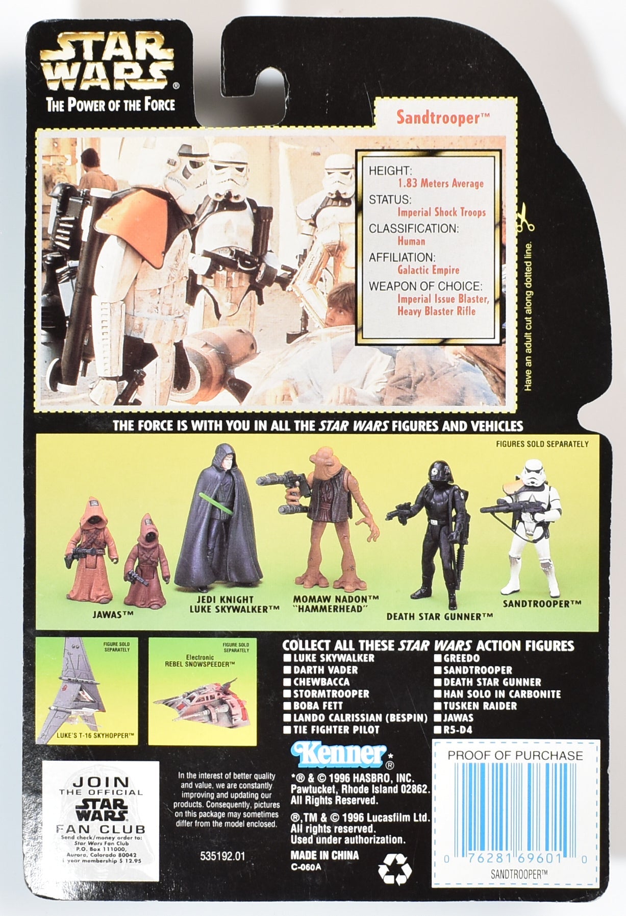 Star Wars Power of the Force Green Card Sand Trooper Heavy Blaster Rifle
