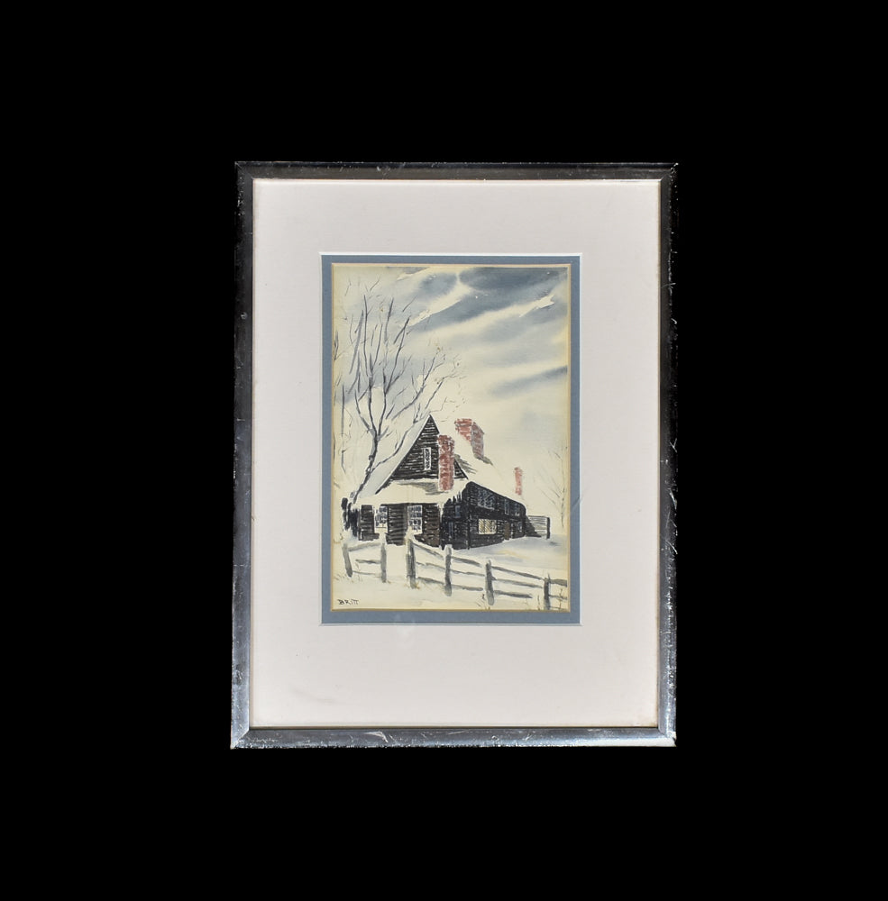 Hand Painted Framed Artwork BRITT Snow Scene Authentic Painting