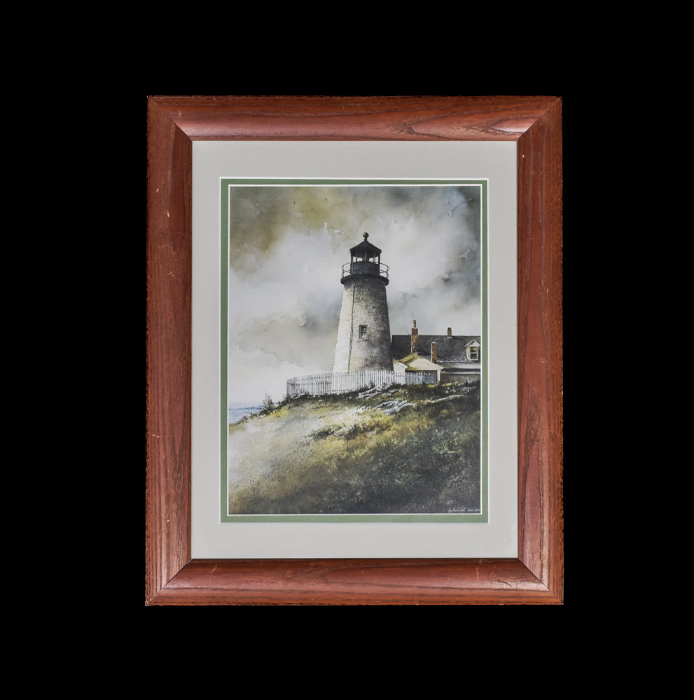 Light House Artwork Picture Framed Painting Ray Hendershot AWS. NWS 14x17 Original Print