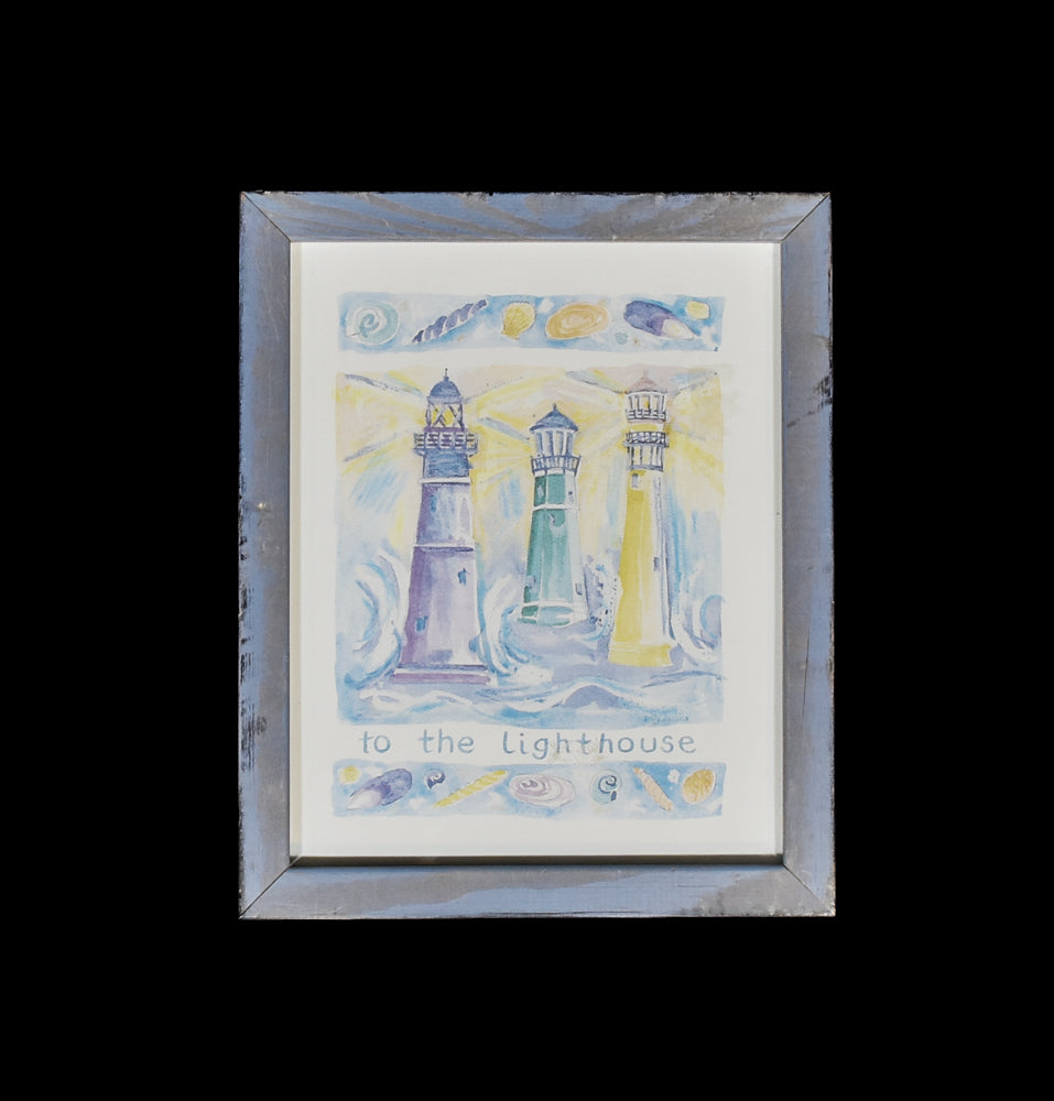 To the Lighthouse Painting 9x11 Framed Lilly Davies 1996 Print