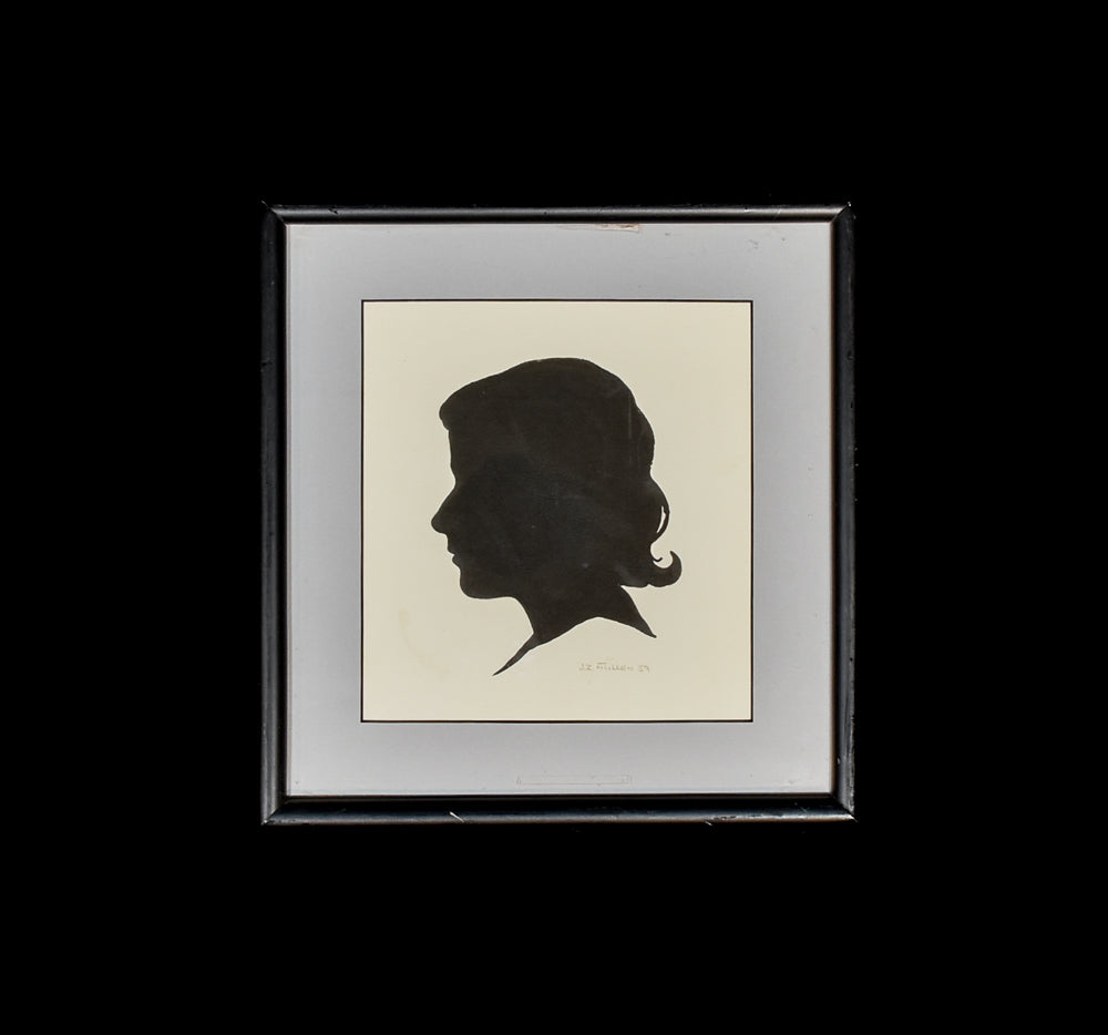JZ Fullen 1959 Black & White Silhouette Artwork Framed 10x11 Used Frame