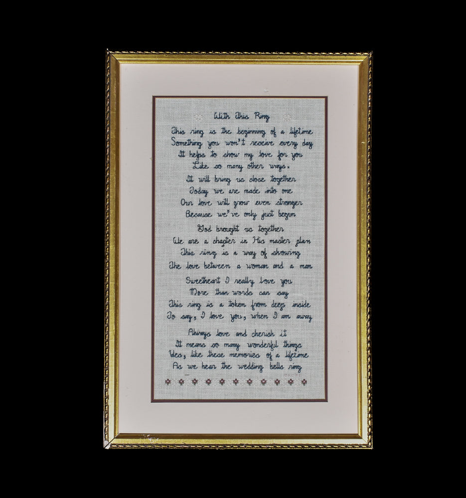 With This Ring 12x18 Stitched Cloth Framed Art Marriage Words of love