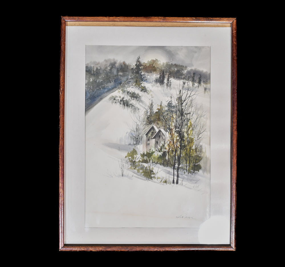 Painting 18x24 Framed Art Artwork Winter Signed