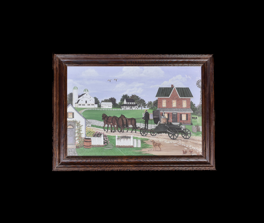 Framed Artwork T Vunes Hand Painted Canvas Framed Wood 16x22