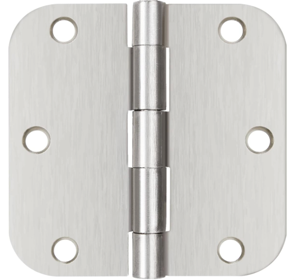Silver Door Hinges 3.5 Inch 5/8" Radius 4 Pieces