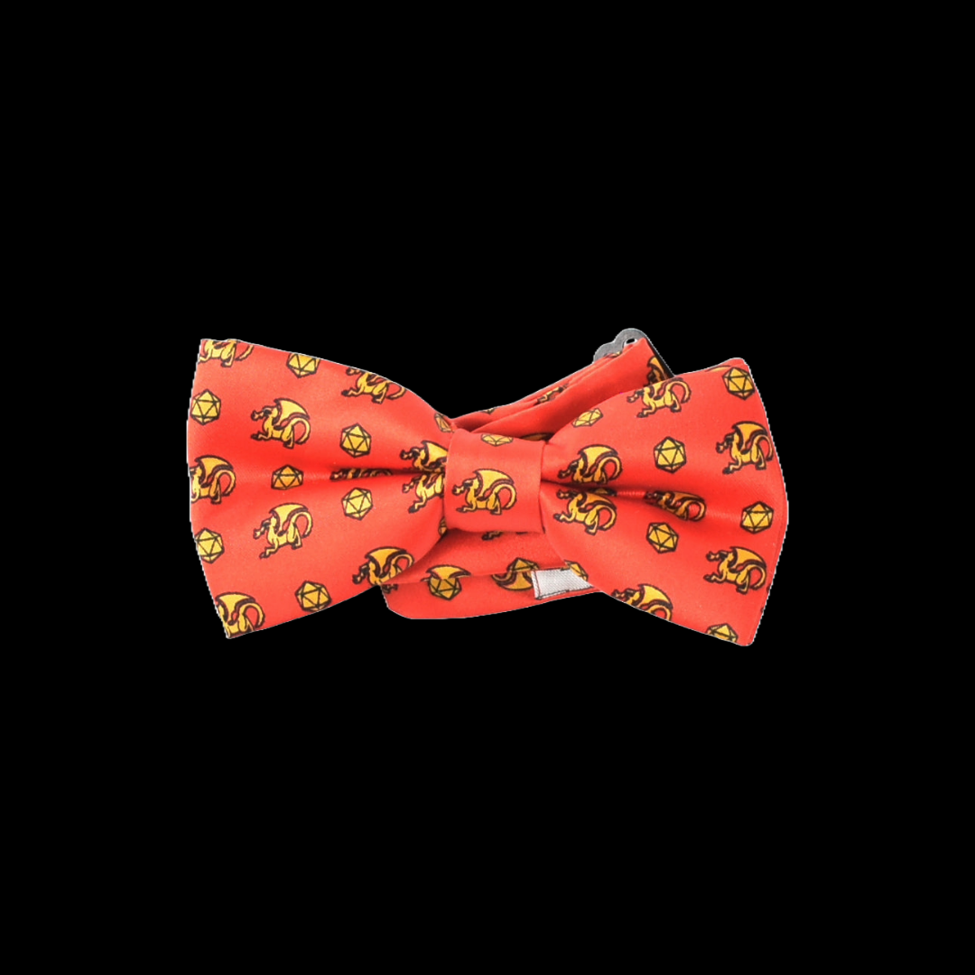 Black Tie Geek Bow Tie Loot Crate Dungeons and Dragons Necktie Red And Gold Bow