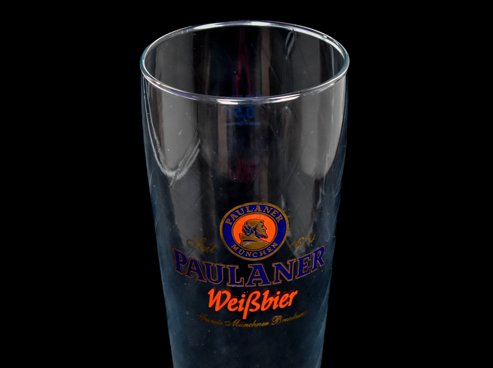 Paulaner Munchen Weibbier 1634 0.5 L Tall Beer Glass Clear Germany German
