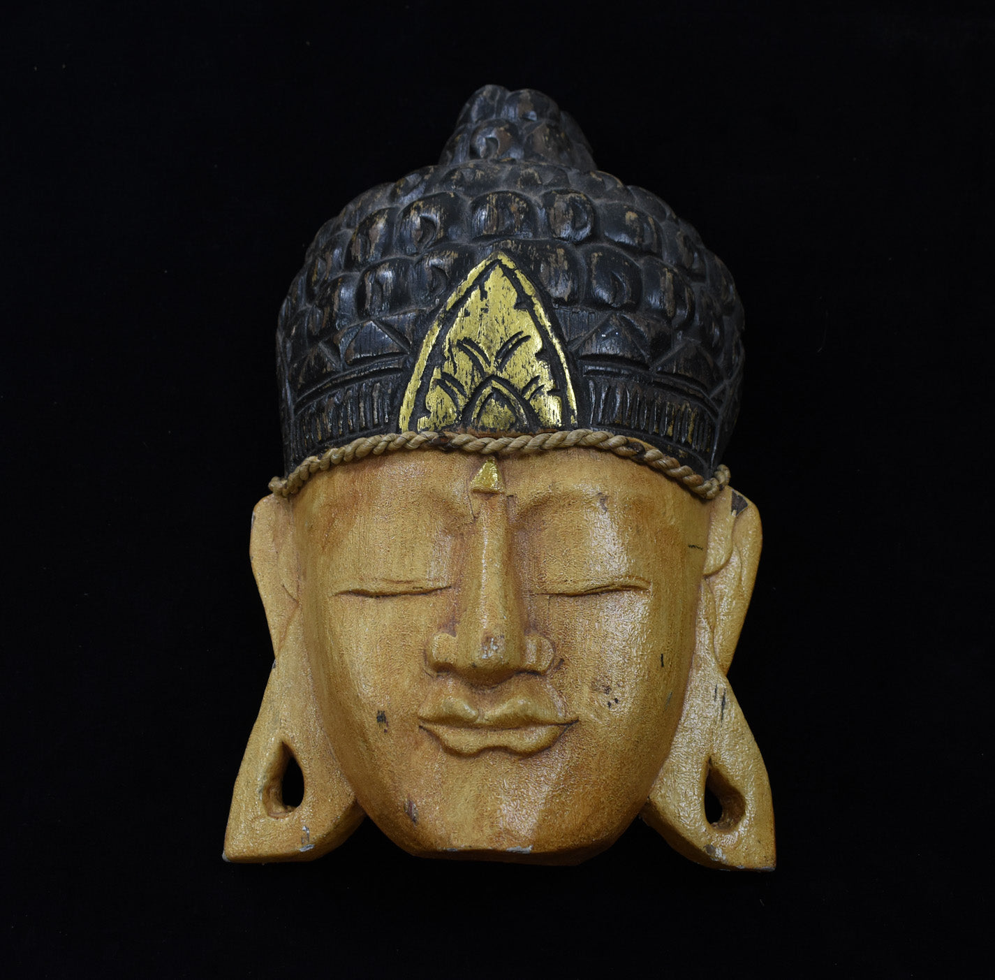 Buddha Face Wooden Mask Hand Carved Art Sculpture Home Decoration Used