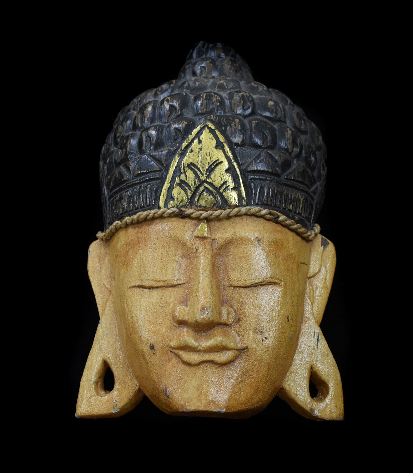 Buddha Face Wooden Mask Hand Carved Art Sculpture Home Decoration Used