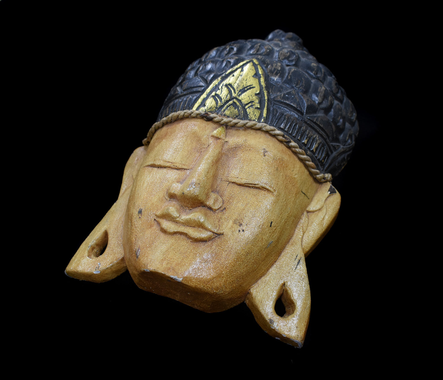 Buddha Face Wooden Mask Hand Carved Art Sculpture Home Decoration Used
