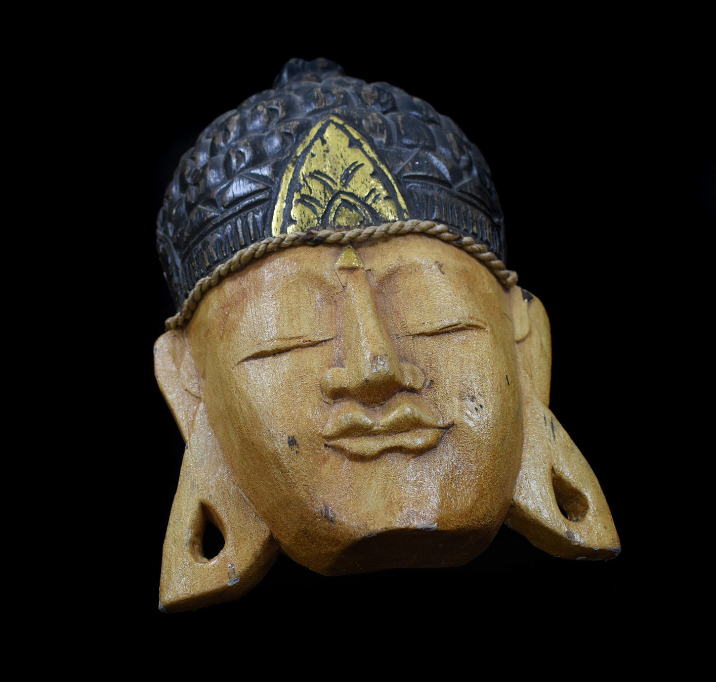 Buddha Face Wooden Mask Hand Carved Art Sculpture Home Decoration Used