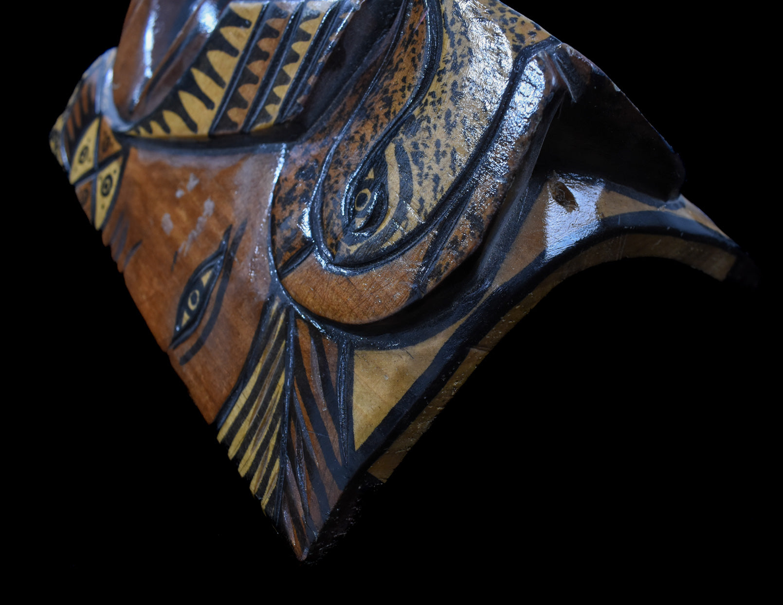 Vintage Hand Carved Native Mayan Tecun Uman Wooden Mask Used Unknown Artist