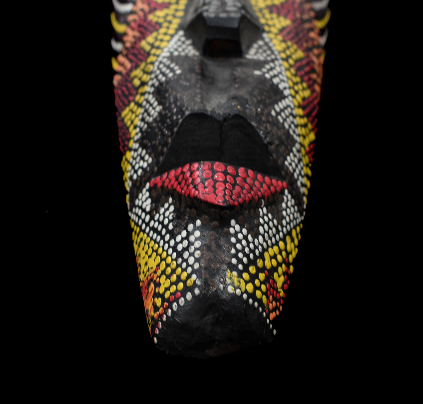 Hand Crafted Wood African Tribal Mask Sun Dot Mosaic Folk Art Home Decor