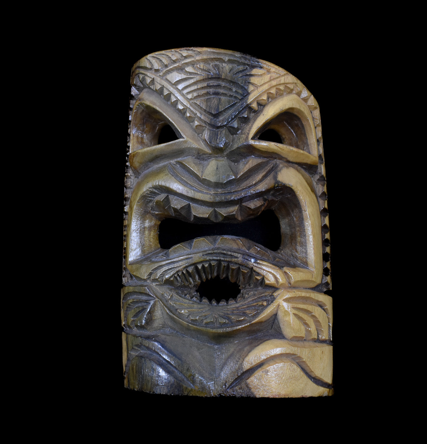 Hand Made Wood Tiki Mask Custom Made Used Unknown Artist