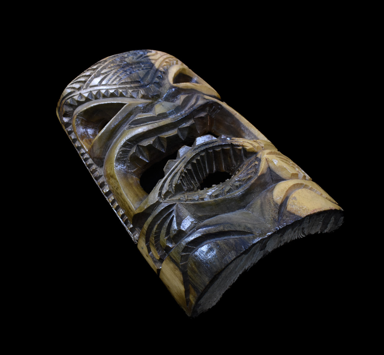 Hand Made Wood Tiki Mask Custom Made Used Unknown Artist