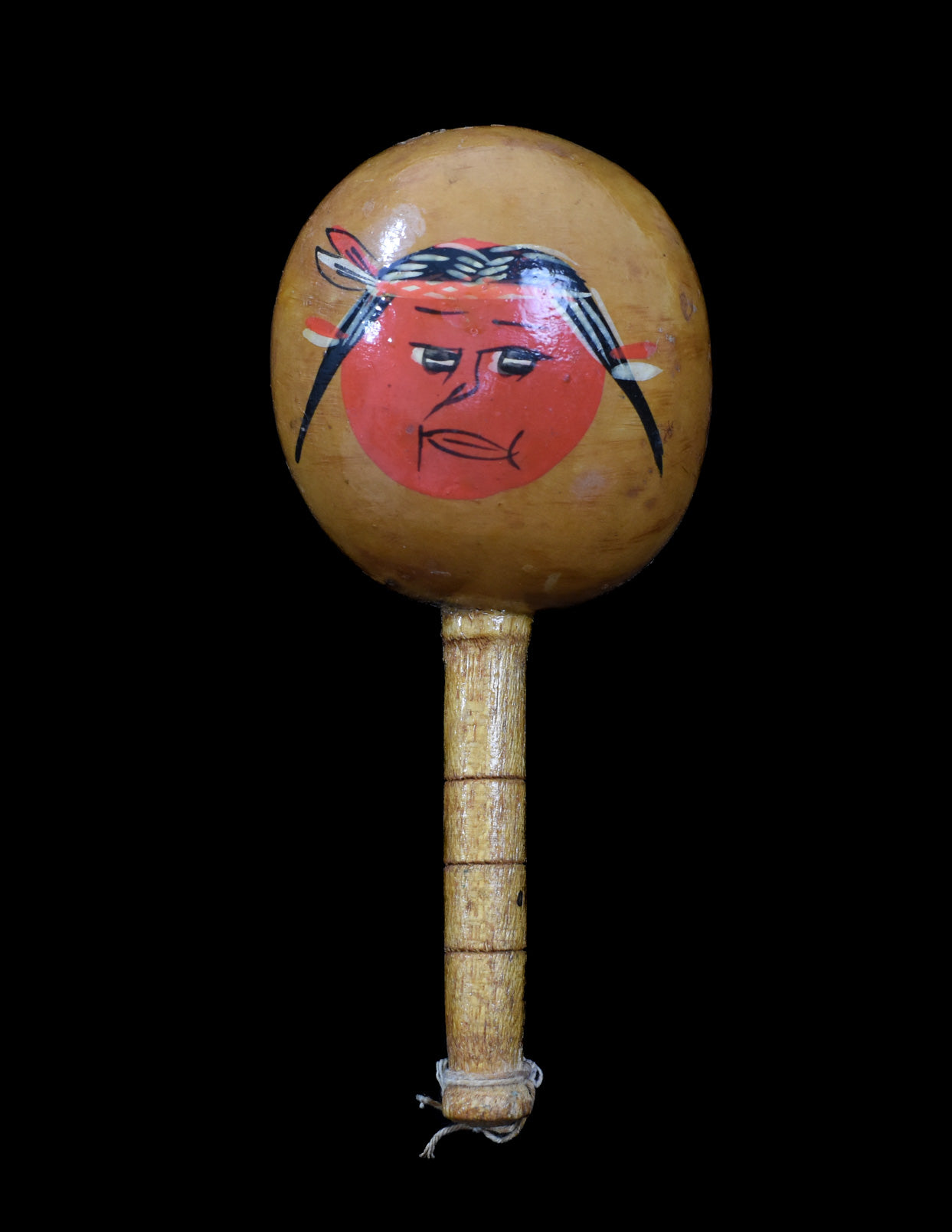 Vintage Venezuela Maraca Wooden Percussion Shaker W Indian DAMAGED
