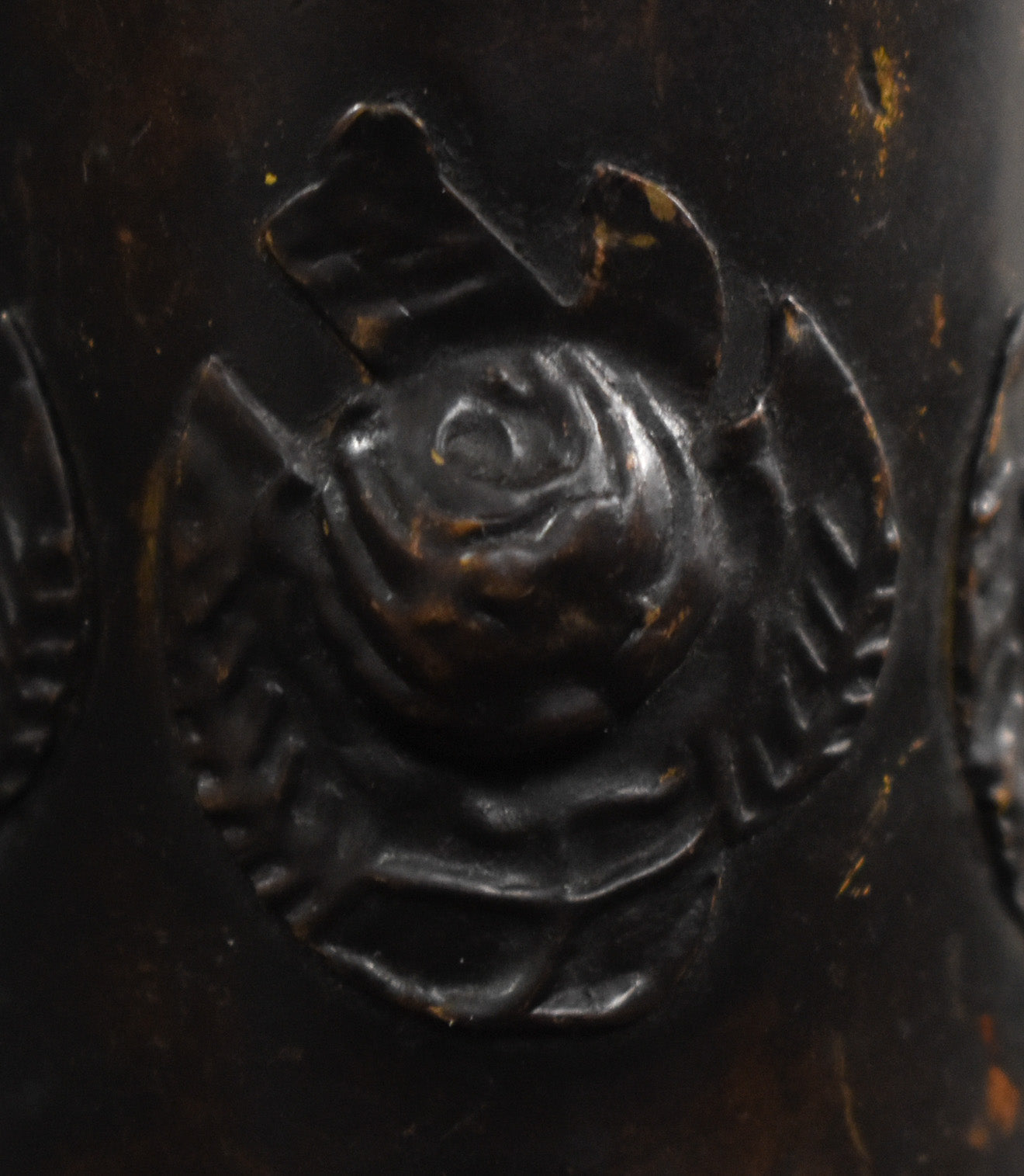 Antique French Bronze and Ebony Metal Flower Candle Stick Vintage