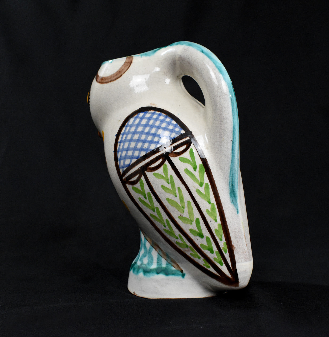 Owl Pitcher by ceramic artist Nick Kourtzis Lesvos Greece Greek Art Pottery Pitcher Used