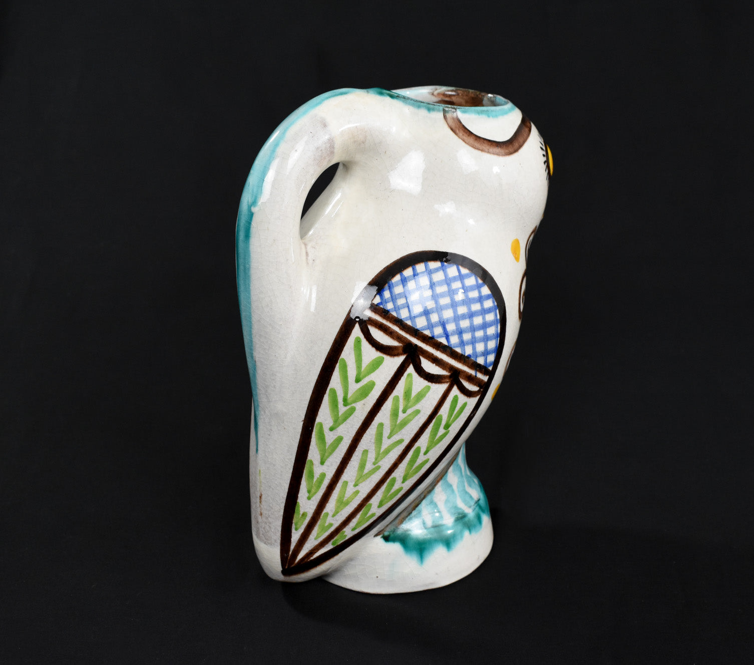 Owl Pitcher by ceramic artist Nick Kourtzis Lesvos Greece Greek Art Pottery Pitcher Used