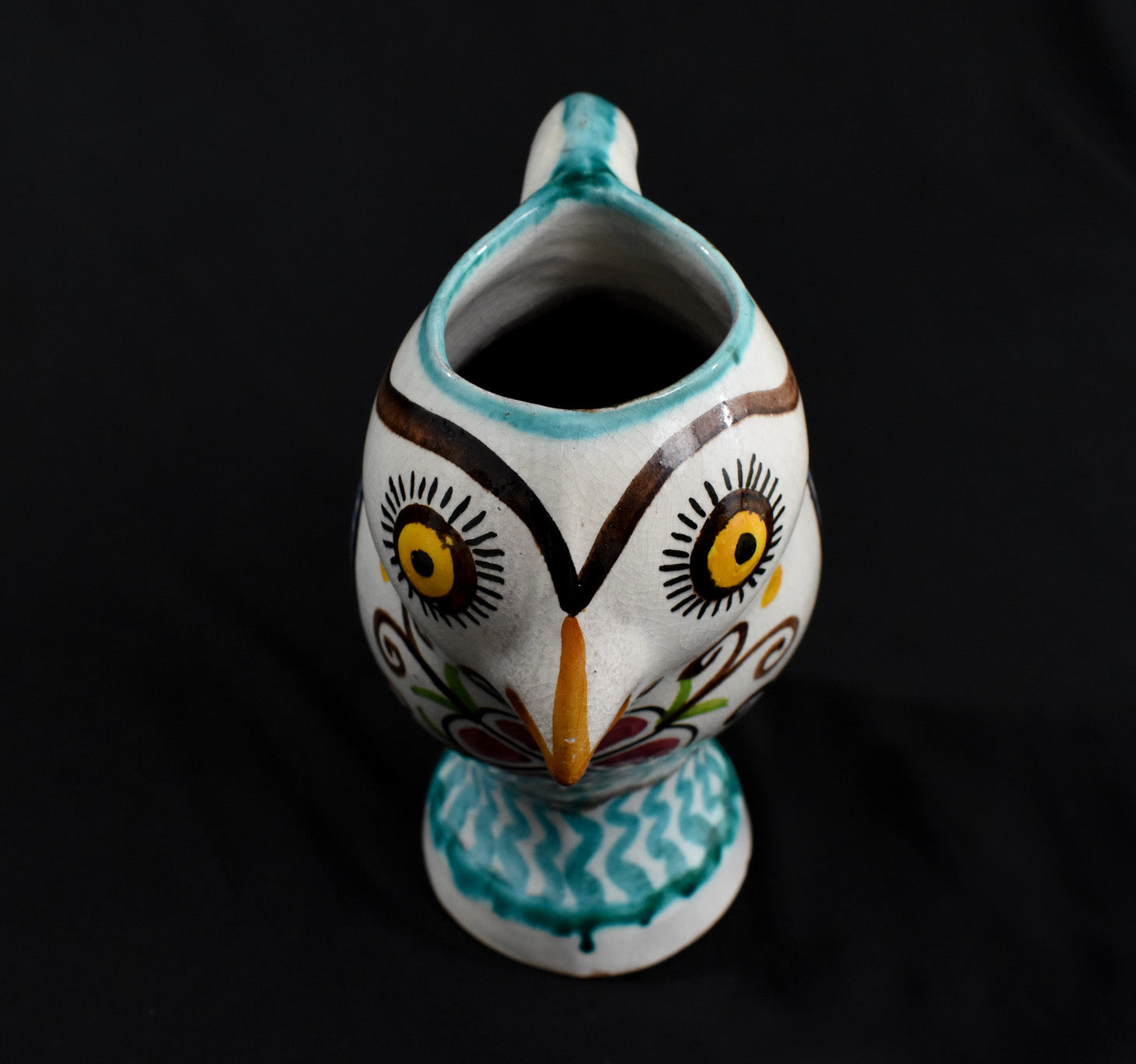Owl Pitcher by ceramic artist Nick Kourtzis Lesvos Greece Greek Art Pottery Pitcher Used