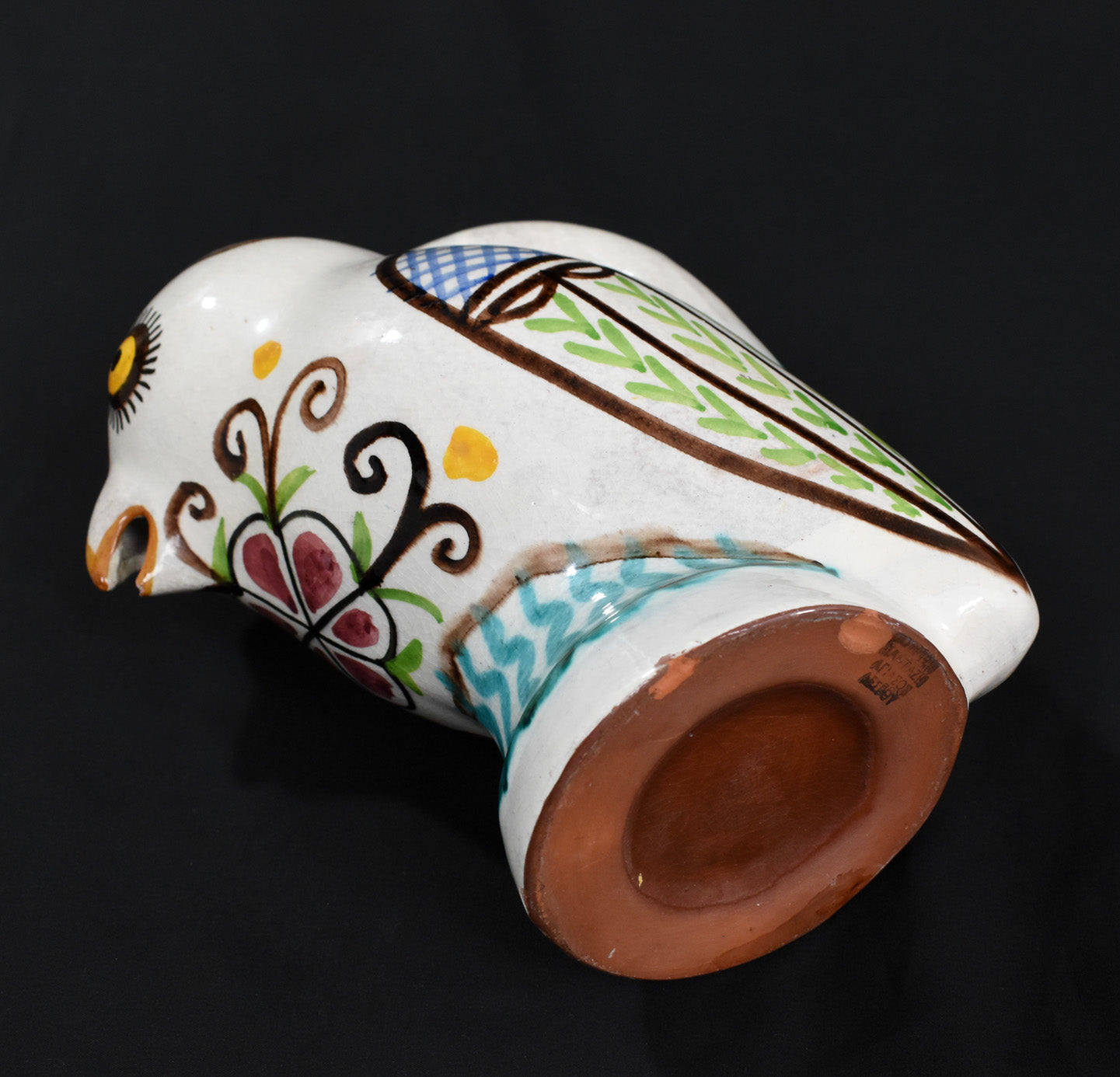 Owl Pitcher by ceramic artist Nick Kourtzis Lesvos Greece Greek Art Pottery Pitcher Used